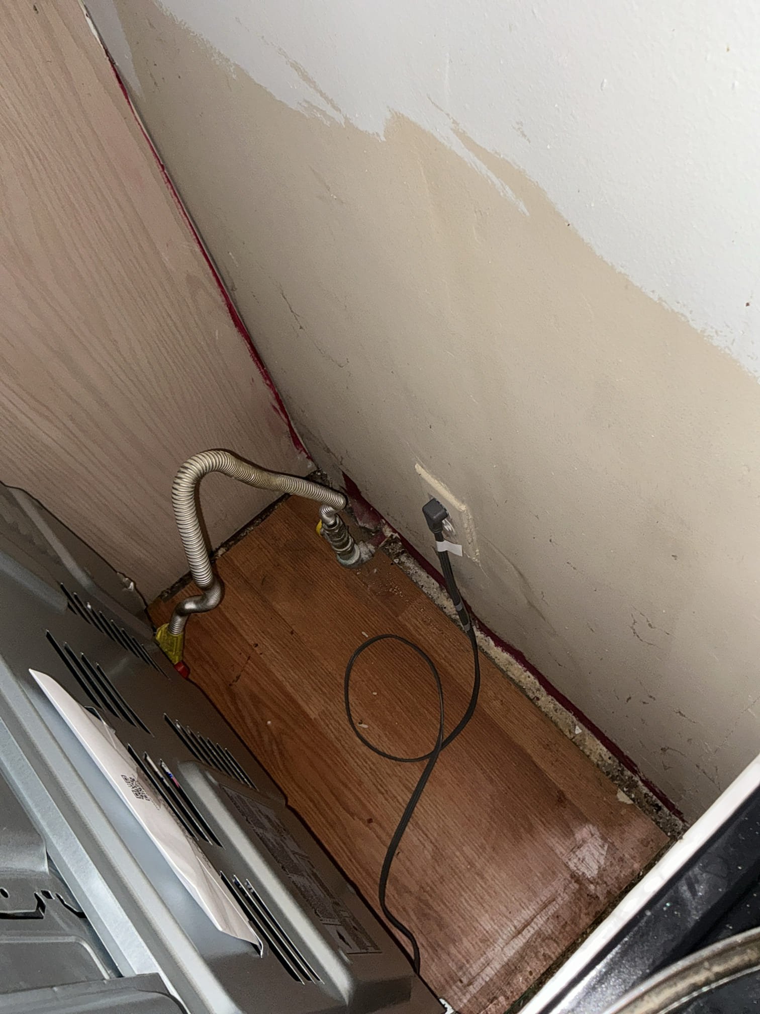 Diagnosed issue with stove not sitting flush with wall. Pulled back stove and noticed piping was in the was and not allowing stove to move back all the way in. Turned and set gas line to side and allowed stove to move. Set stove flush to the wall. 

Left estimate for new water heater 