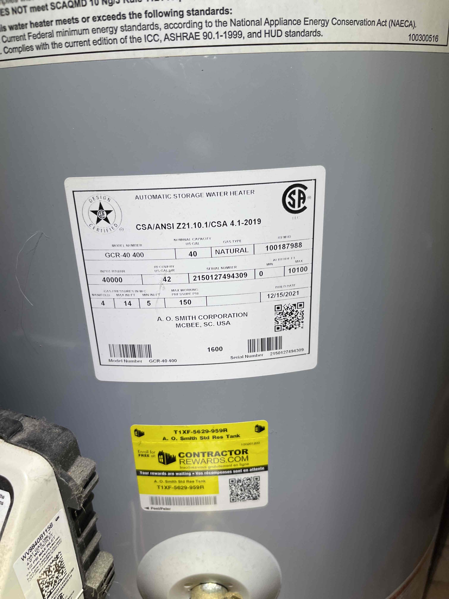 Came out to quote an installation of a pan for the water heater. We met with the homeowner and inspected the water heater in the closet. Water heater is a 40 gallon gas AO smith. Tank had an mfg of 2021. Gave quote to cut out and reinstall the water heater, bringing it up to code on the installation as there were code violations on the current installation. Homeowner mentioned the water was coming out scalding hot but the gas control valve was set to vacation mode and was not giving any notifications on the indicator light. They mentioned they asked a handyman about the hot water and he looked at the water heater. Unsure if he turned it down and the residual water in the tank is still just hot. Recommended they reach out to the manufacturer as the tank is still under warranty and see if this is a problem they have dealt with on this model water heater. Also gave quotes for other options. Homeowner wants to consider the option of just getting a new water heater and having us come instal