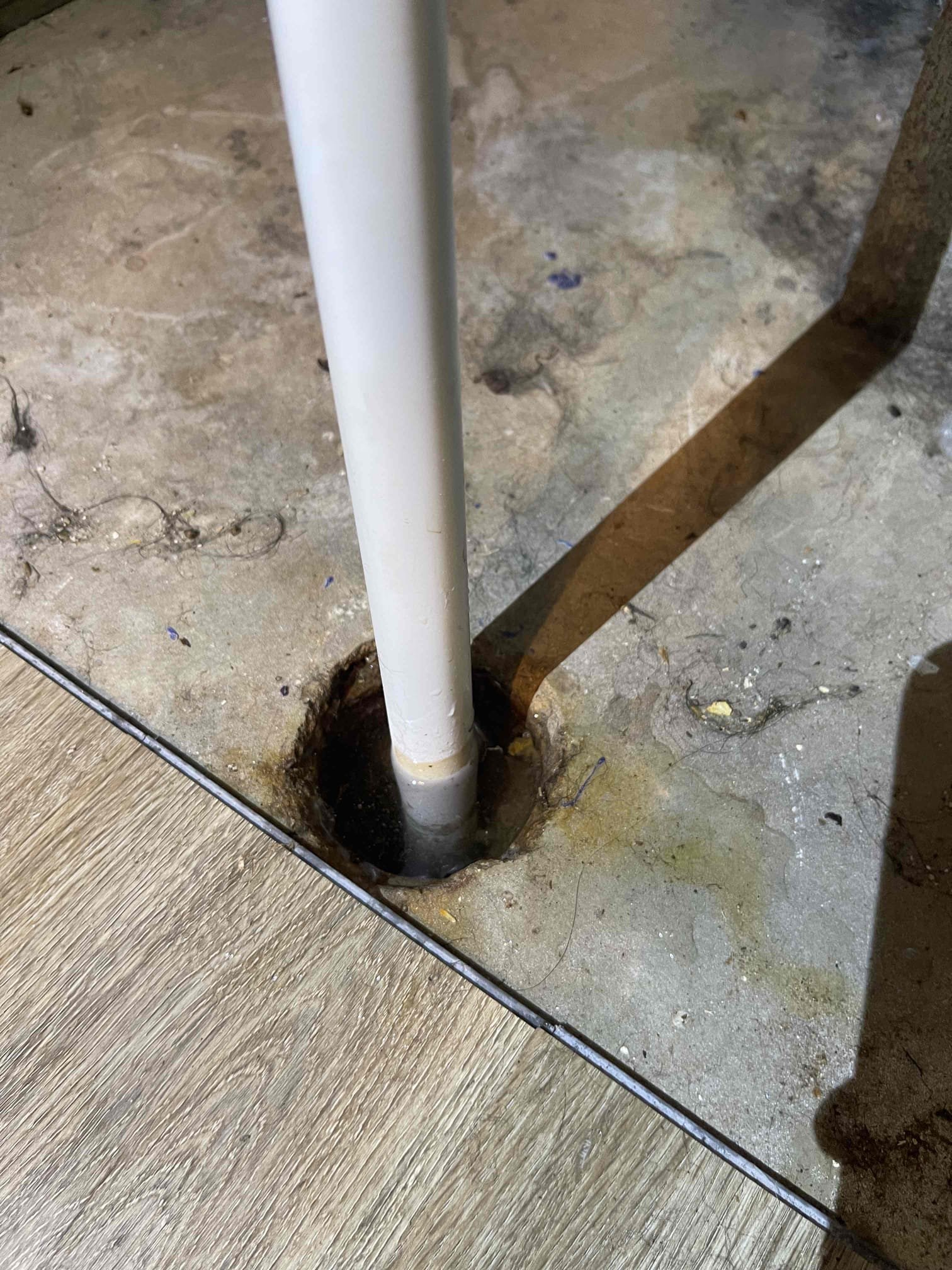 Came out for 2 issues in unit C and D. Summary is as follows:

Unit D: had a cast iron condensate drain that had back up and overflowed onto the floor, running under her flooring in the hallway of her unit. She had turned the AC off to her unit and this did stop the flooding as the unit was no longer condensating. Water level was just sitting at the rim of the pipe when we arrived and not going down at all. We notified our point of contact on file and received approval to snake the drain out. Made multiple passes with the snake, and flushed the drain clear with a 5 gallon bucket of water. Took video of us dumping a 5 gallon bucket of water into the drain to demonstrate the drain is having no problems keeping up with the flow now. No warranty on drain cleaning services.

Unit C: unit c had a leak appearing on the ceiling above his laundry room, which was directly below the bathtub in the upstairs bathroom. There were signs of a previous patch to the drywall. When we arrived, the drywall
