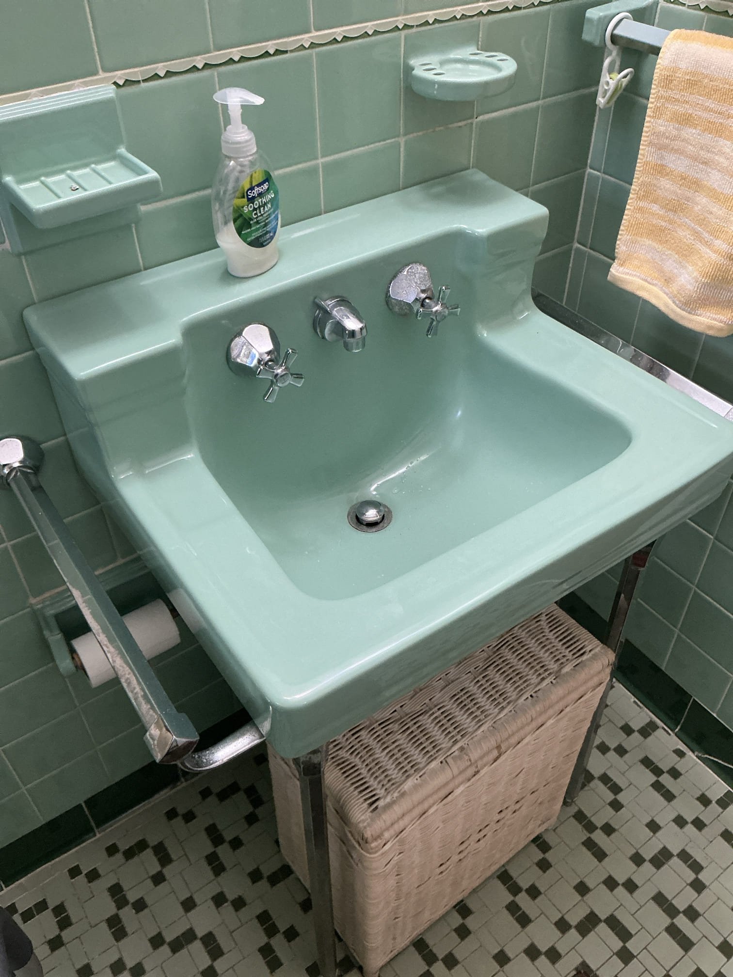 Diagnosed all plumbing needs. Customer wants new shower valve with new handles, shower head and spout. Also wants lavatory faucet replaced with new handles. Lavatory faucet is on a vintage sink and has no shut off valves and does have galvanized stub outs. Informed customer it is possible to add shut off valves but there is a risk removing old galvanized lines that could turn into opening access in Tile to water lines for lavatory faucet. home has historical vintage bathrooms. No names found on any faucet or fixtures. Recommended customer since it is a history bathroom and she doesn’t want any damages to have a specialized contractor come to open access points for replacements wanted.
 