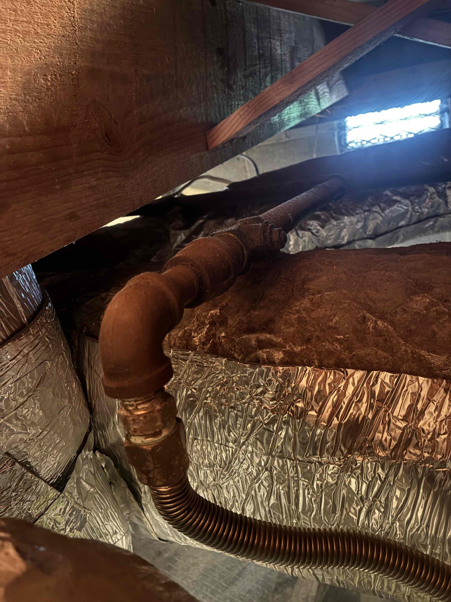 Customer was looking for sediment trap to be installed before gas supply to unit in crawlspace. After approval, replumbed gas line with sediment trap in place secured line back together checked for leaks with leak detection soap.