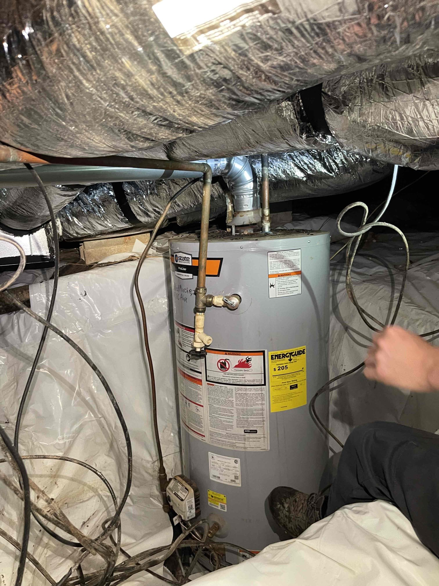 Came out to assess current water heater and give an estimate to convert the tank water heater in the crawlspace to a tankless water heater. 