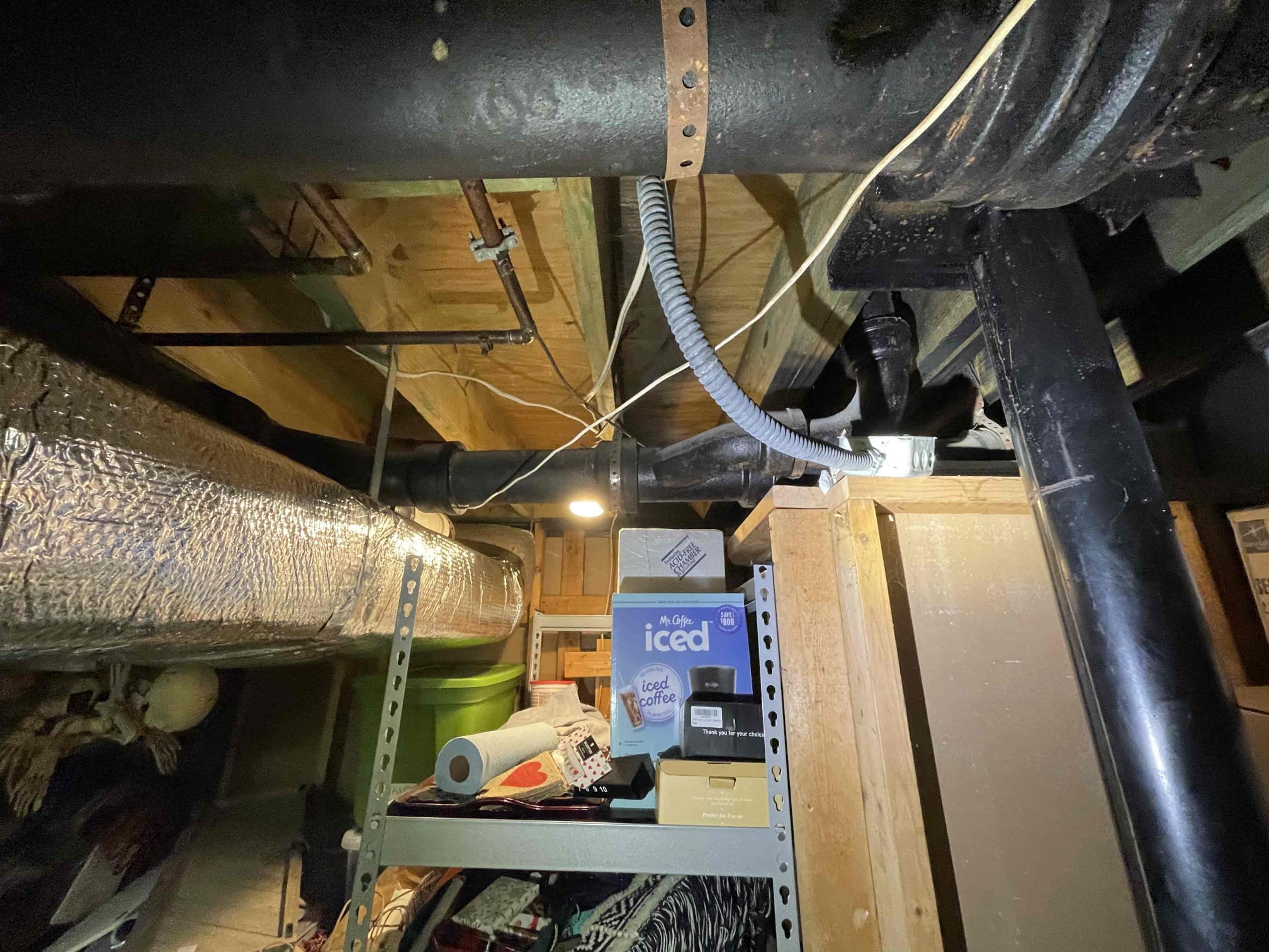 Came out for a leak pipe in the basement. 4” cast iron on top of the duct work had rusted out a hole on the bottom and was leaking. We cut out this section and multiple branch lines and repipe the section with pvc. Tested to ensure proper function and a leak free install. We had a toilet flushed upstairs while we had the sewer line cut out. Notified homeowners we are not responsible for clean up. Left quote to replace remaining section of cast iron in the crawlspace.