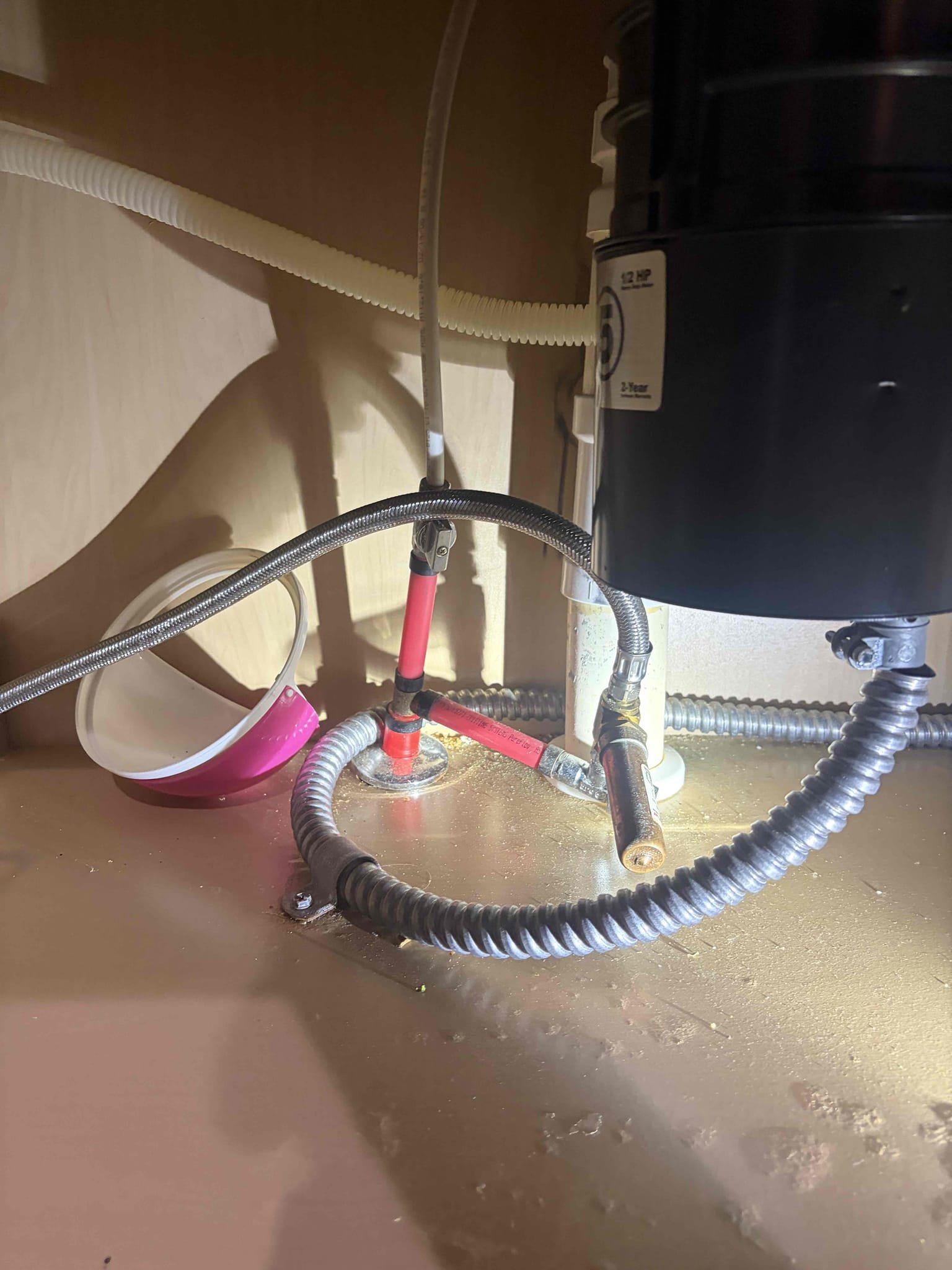 For this customer , I came out to the residence to take a look at a kitchen sink faucet that they are looking to get replaced they currently already have a Delta faucet and are looking to replace it with a new Delta faucet so therefore, I made sure that the connections underneath in terms of the service stop valves were in good condition which they are. They are quarter turn service stops on pecks pipe in addition to that in order for the new faucet to be installed. I needed to check the pressure to make sure that the pressure reducing valve is regulating properly so we don’t have any issues installing the new faucet and or problems long-term while we were checking out we took a look at the water heater. It’s a brand new water heater from 2022. It’s a hybrid electric looks great whoever installed it the furthermore we will be returning Wednesday the 12th in the morning to install the faucet.