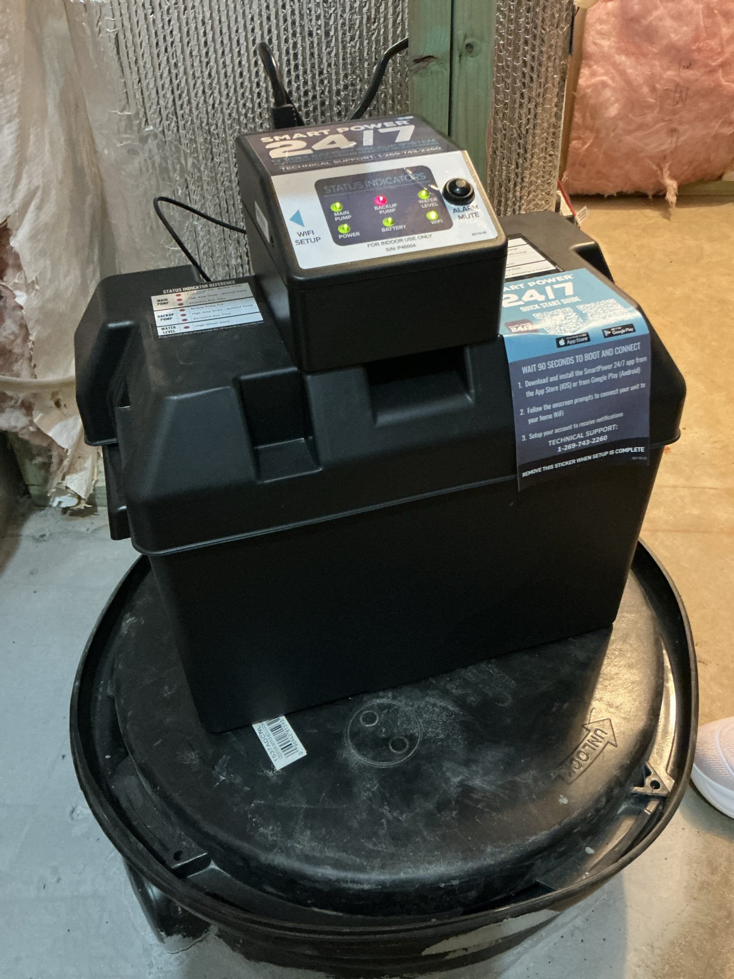 Customer is receiving a new part for smart sump pump. Will need to unhook backup pump and plug in new back up pump for system. Test for proper operation 

Replaced sent out parts. Swapped out battery and back up pump. After assembly cleaned up wiring and turned on. Everything works great and panel is all in the green 