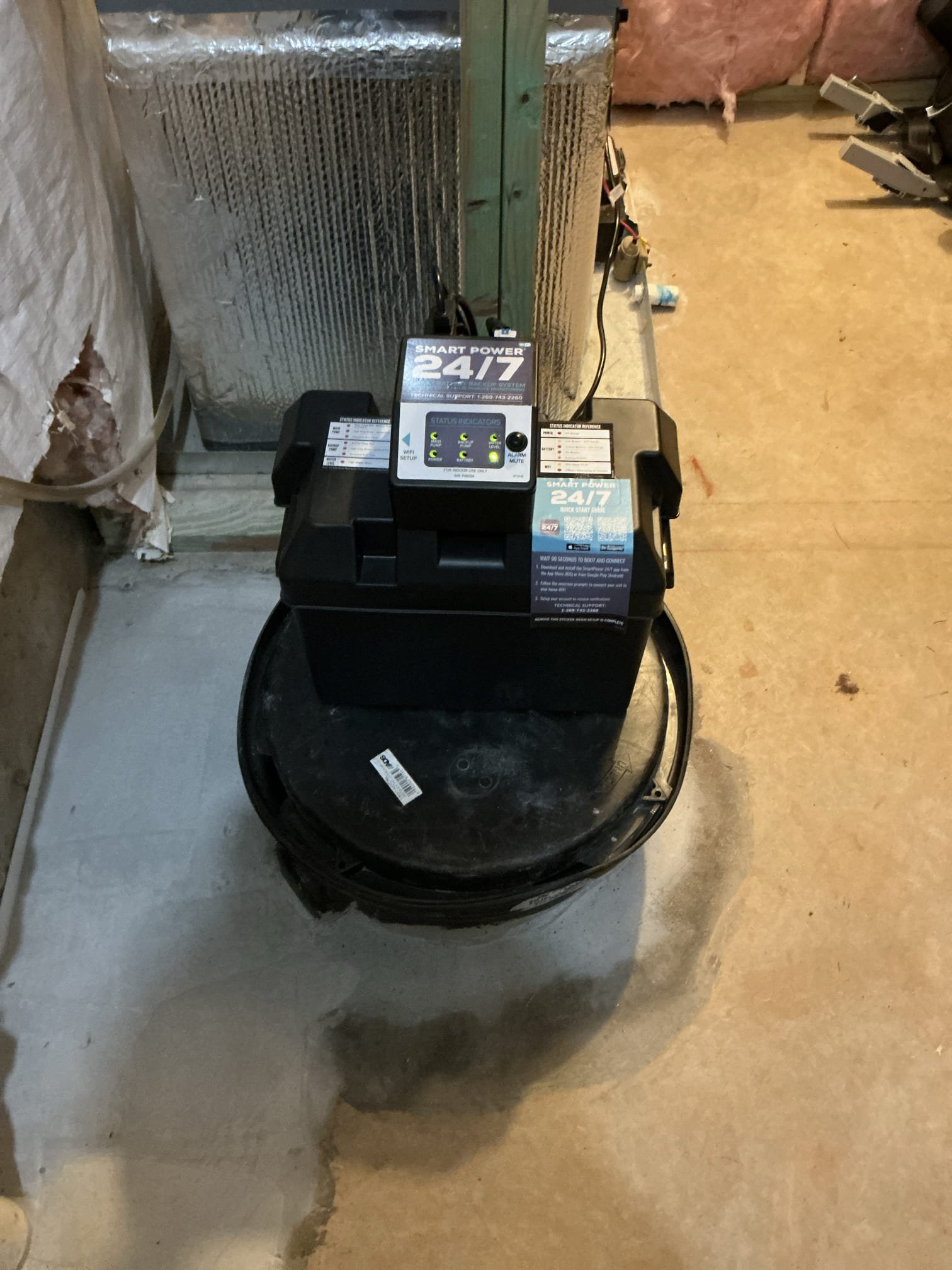 Customer is receiving a new part for smart sump pump. Will need to unhook backup pump and plug in new back up pump for system. Test for proper operation 

Replaced sent out parts. Swapped out battery and back up pump. After assembly cleaned up wiring and turned on. Everything works great and panel is all in the green 