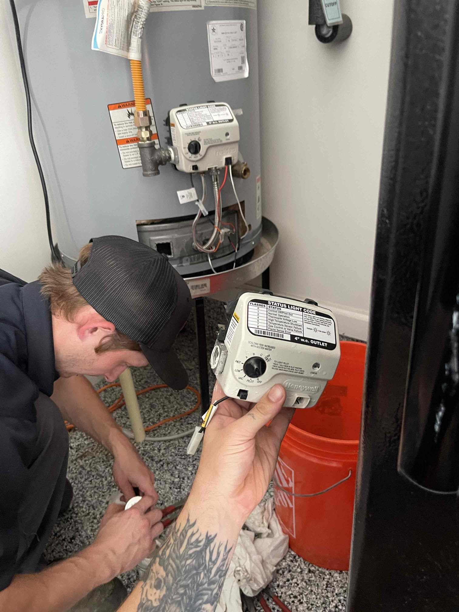 1 year part and labor warranty for gas control valve only

Came out for a water heater that the pilot light would not stay lit. Water heater was a 50 gallon gas AO smith water heater with an MFG of 2020. We attempted to light the pilot light to confirm. We heated up the flame rod until the indicator light started flashing. When the pilot button was released the pilot light would go out within seconds.  This confirmed it was an issue with the gas control valve and not the thermocouple. Notified homeowner of our findings and gave options to repair/replace the water heater. Received approval to repair, matched the gas control valve using the serial number with a local plumbing supply house. Went and purchased new valve and returned. Installed new valve and tested to ensure proper function and a leak free installation. Bubble tested gas piping to ensure no leaks. No further issue at this time. Thank you for choosing Chen plumbing!.