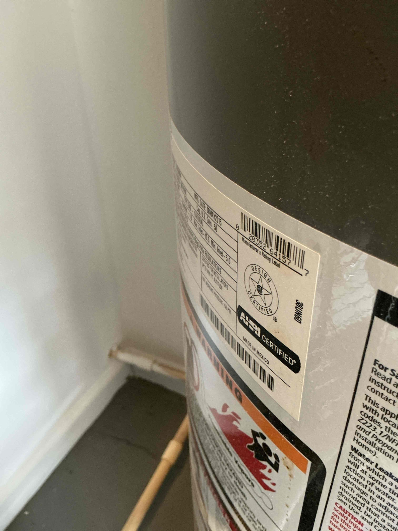Diagnosed pin hole on thermal expansion tank causing leak into garage. Gave estimates for thermal expansion tank replacement and water heater replacement seeing water heater is from 2015. Customer choose to do thermal expansion tank replacement option at this time. Shut off water to home and drained system. Removed old thermal expansion tank. Installed new thermal expansion tank and tested for proper operation 
