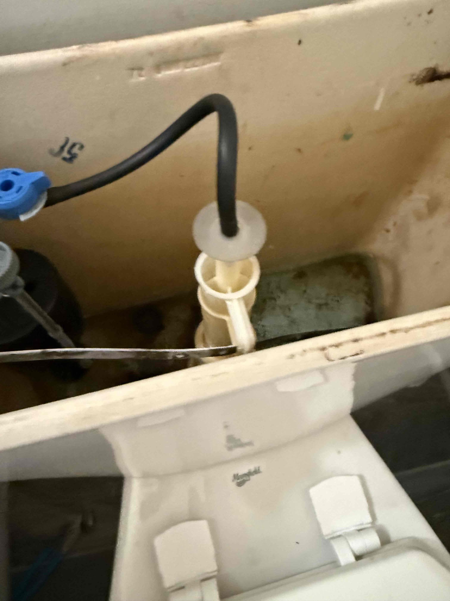 Two toilets leaking upon arrival. Customer stated both toilets are constantly running and one is rocking. Informed customer we could rebuild both toilets and replace the old plastic supply lines with the new stainless steel ones, with the rocking toilet we would pull it and inspect the flange and add shims as needed. Gave customer estimate, customer approved estimate. Installed two new mans field seals with two new supply lines. Pulled toilet and found flange to be in good condition but previous contractor used a wax less wax ring. Installed new wax ring with a horn and shimmed toilet to no longer rock. Turned water back on to both toilets to ensure they were no longer running. Flushed reset toilet multiple times and caulked around base. Both toilets are working properly and no leaks upon departure 