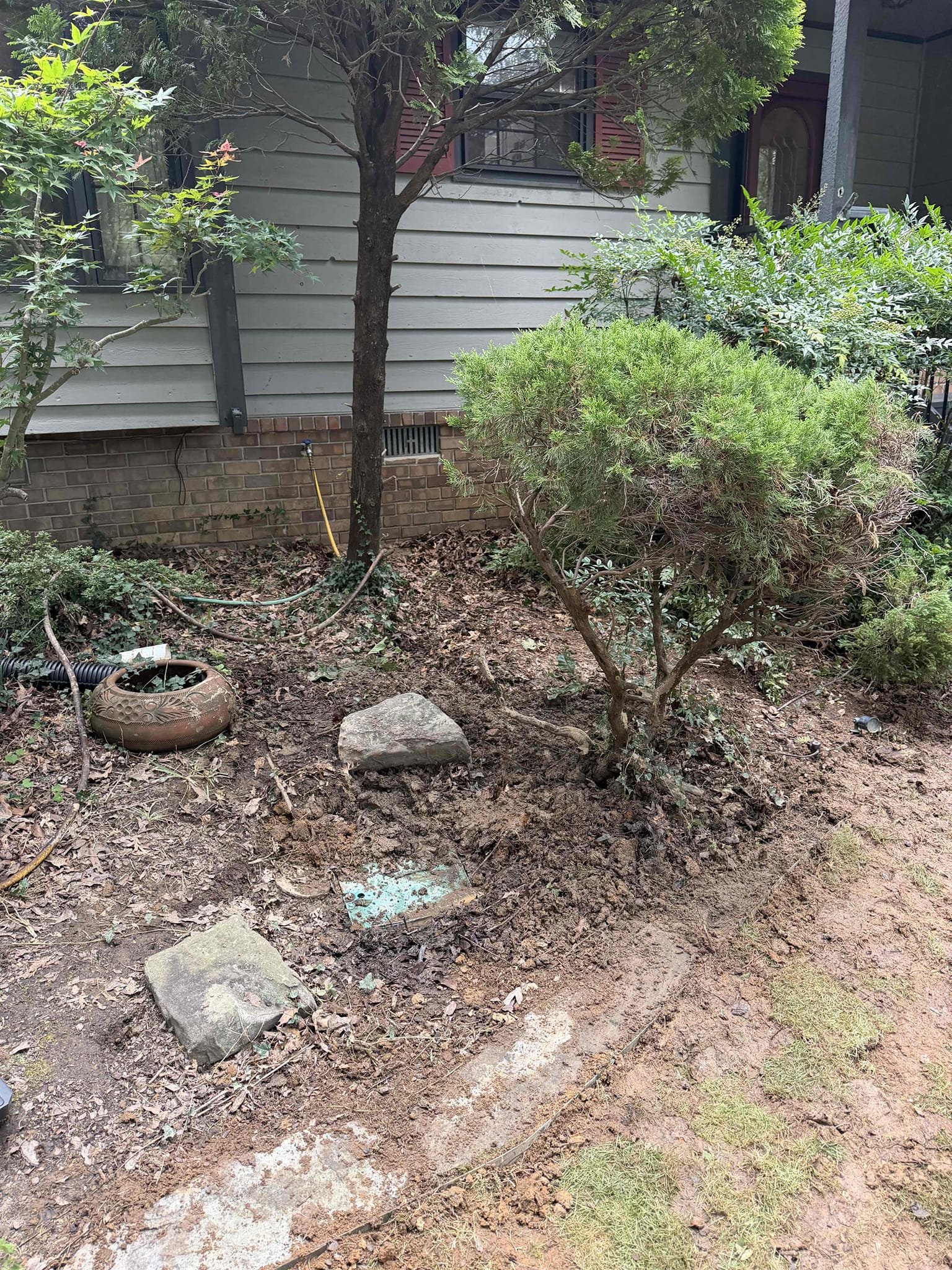 Customer stated there was a leak on main waterline. Found leak between foundation wall and about 15 feet out. Recommended to have waterline, rerouted, and customer agreed. Went ahead and rerouted waterline, and replaced pipe through foundation wall. Also installed new PRV and main house shut off valve. Tested all work and no leaks were present at this time. Set Water pressure to about 60 psi. Cleaned up work area.
