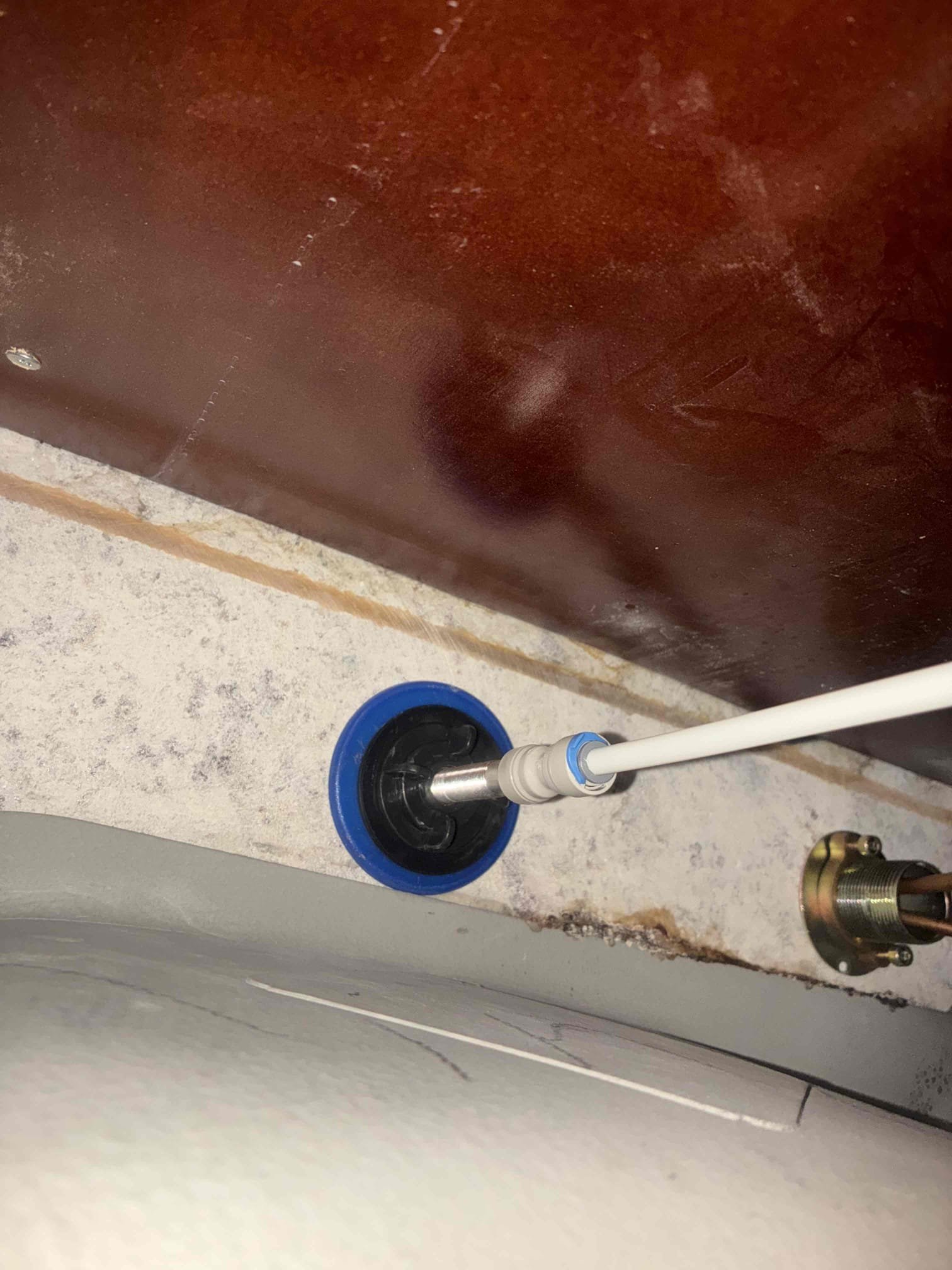 Replaced improvised washer for reverse osmosis install.  During installation found that hole for countertop was bigger than washer given for install. Attempted to use a improvised washer, which later came loose installed new metal washer, and secured faucet tightly.