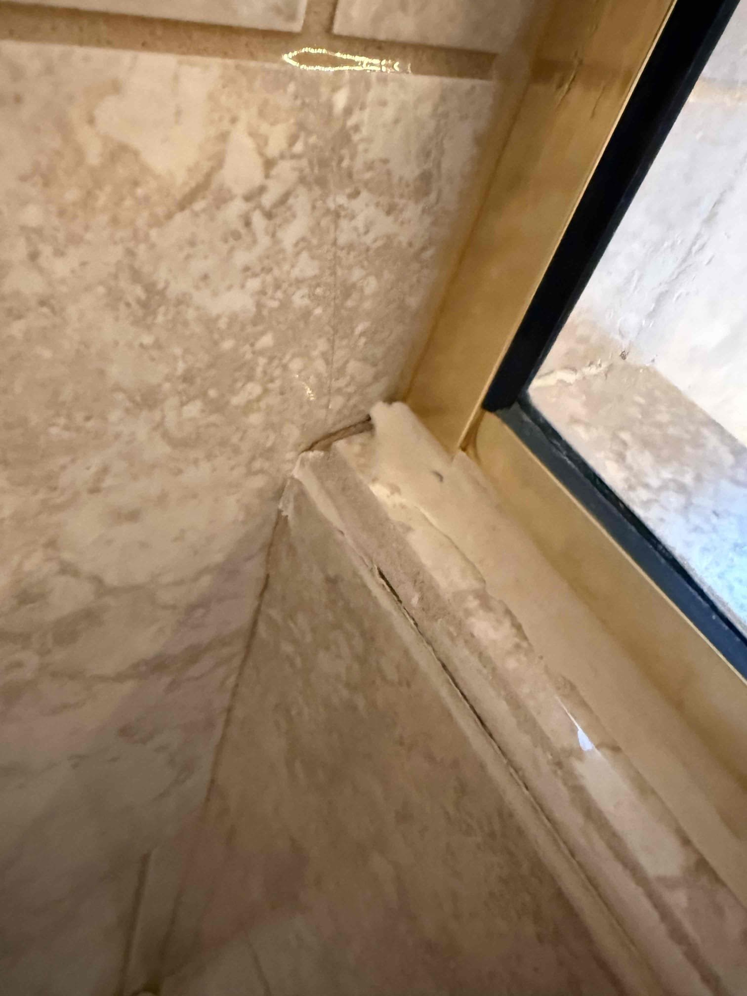 Water leak below bathroom to first floor. Customer stated when they shower it leaks into the kitchen. After opening ceiling and running shower, noticed grout line leaking causing the leak. All plumbing was working properly. Informed customer to have a contractor out to fix the issue. Left customer with estimate for PRV 
