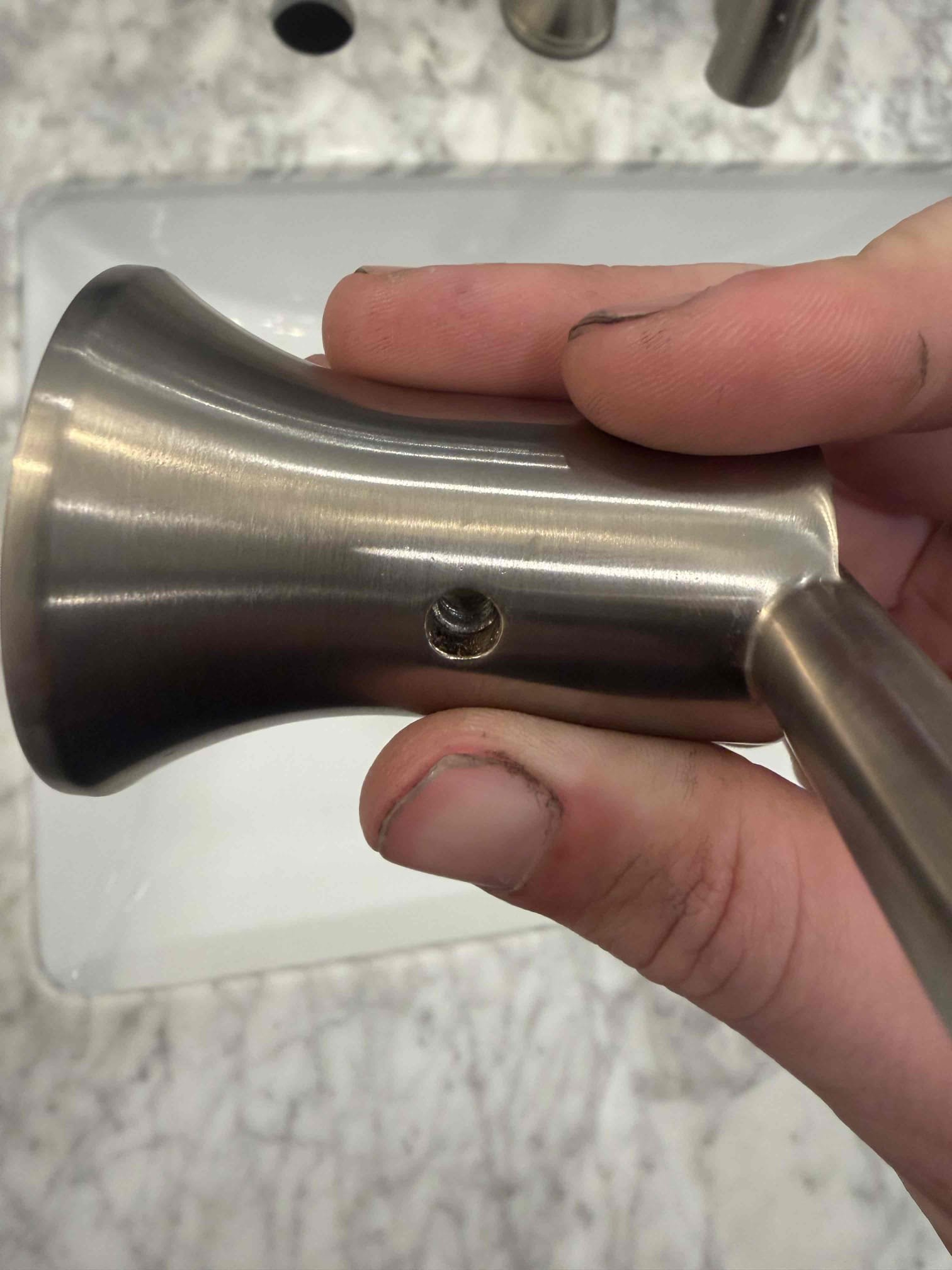 Return due to customer having parts, customer still needs Delta handle for faucet. Customer will contact Delta to have handle delivered to home. Once handle is delivered, customer will call to schedule appointment.
