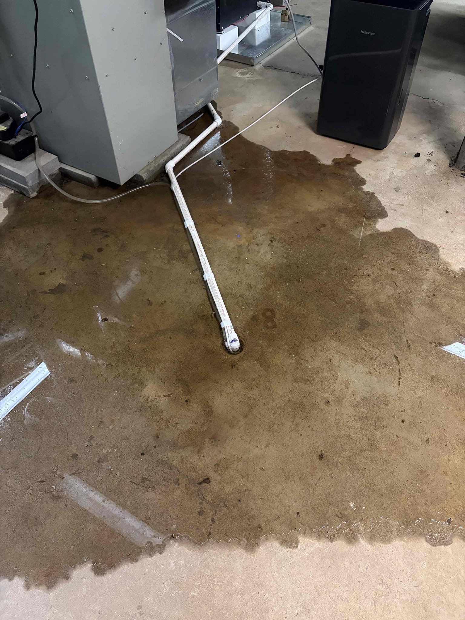 Upon arrival, customer stated they’re experiencing a back up in floor drain from condensation. Informed customer I can run drain machine through inch and a half floor drain. Customer approved estimate. Ran drain machine approximately 25 foot, cleared blockage. Tested system, floor drains are draining properly at departure.