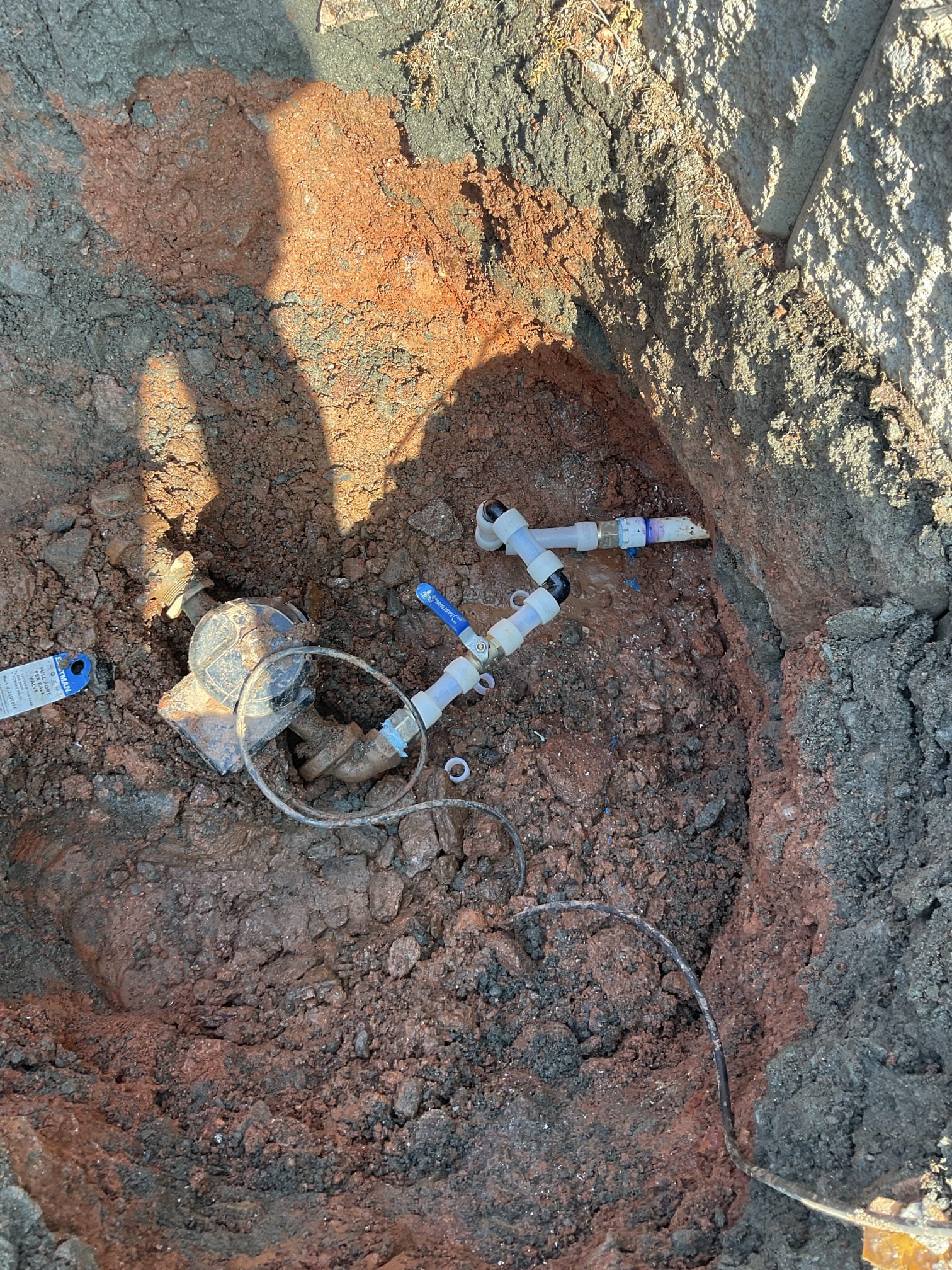 Today we fixed busted 3/4 “ pvc pipe leak after water meter , remove meter box , fixed with new 3/4 “ pex A pipe , add shut off valve installed after meter 