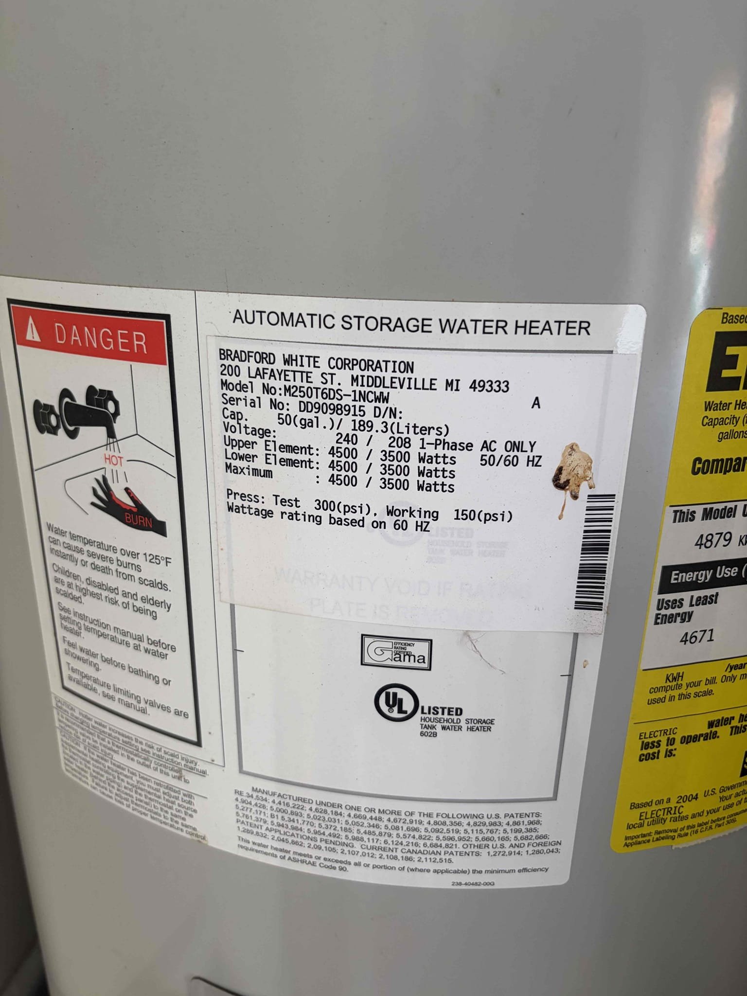 Upon arrival, customer states they’re experiencing a leaking water heater. Water heater is 20 years old. Informed customer only option is replacement. Provided customer with estimates, customer approved estimate to replace 50 gallon electric water heater. installed new rheem 50 gallon water heater in garage. Also install installed in new pan with expansion tank. Insulated waterlines. Water heater is lit and working properly at departure. No leaks at departure. Customer signed up with Win With Chen!