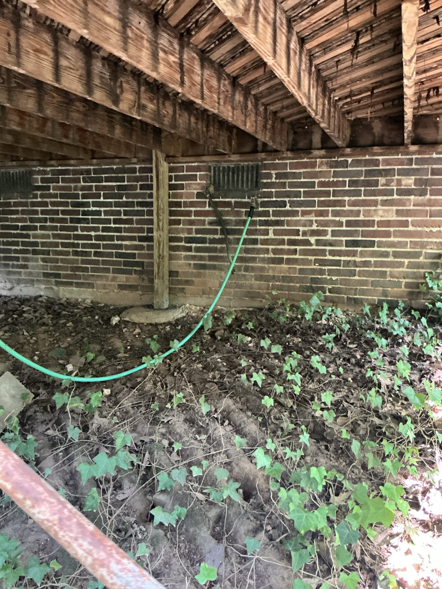 Checked cast iron drain piping in crawlspace, didn’t notice any leaks or puddles. Cast iron is old but in decent shape. Customer would like hose bib on porch for easier access, left estimate to do so. Also left estimate for water heater replacement 