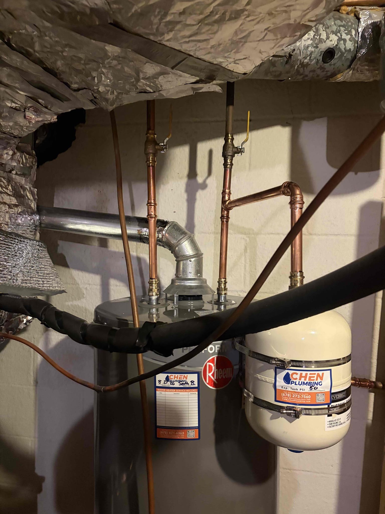 Upon arrival, customer states they’re experiencing a leak from water heater area. Found leak coming from clogged condensation line. Water heater is currently 10 years old. Informed customer water heater is already passed life expectancy. Customer states they would like to move forward with water replacement. Replaced 50 gallon gas water heater with new rheem. Installed a new pan with expansion tank. No leaks at departure. Water heater is lit and work properly at departure. 