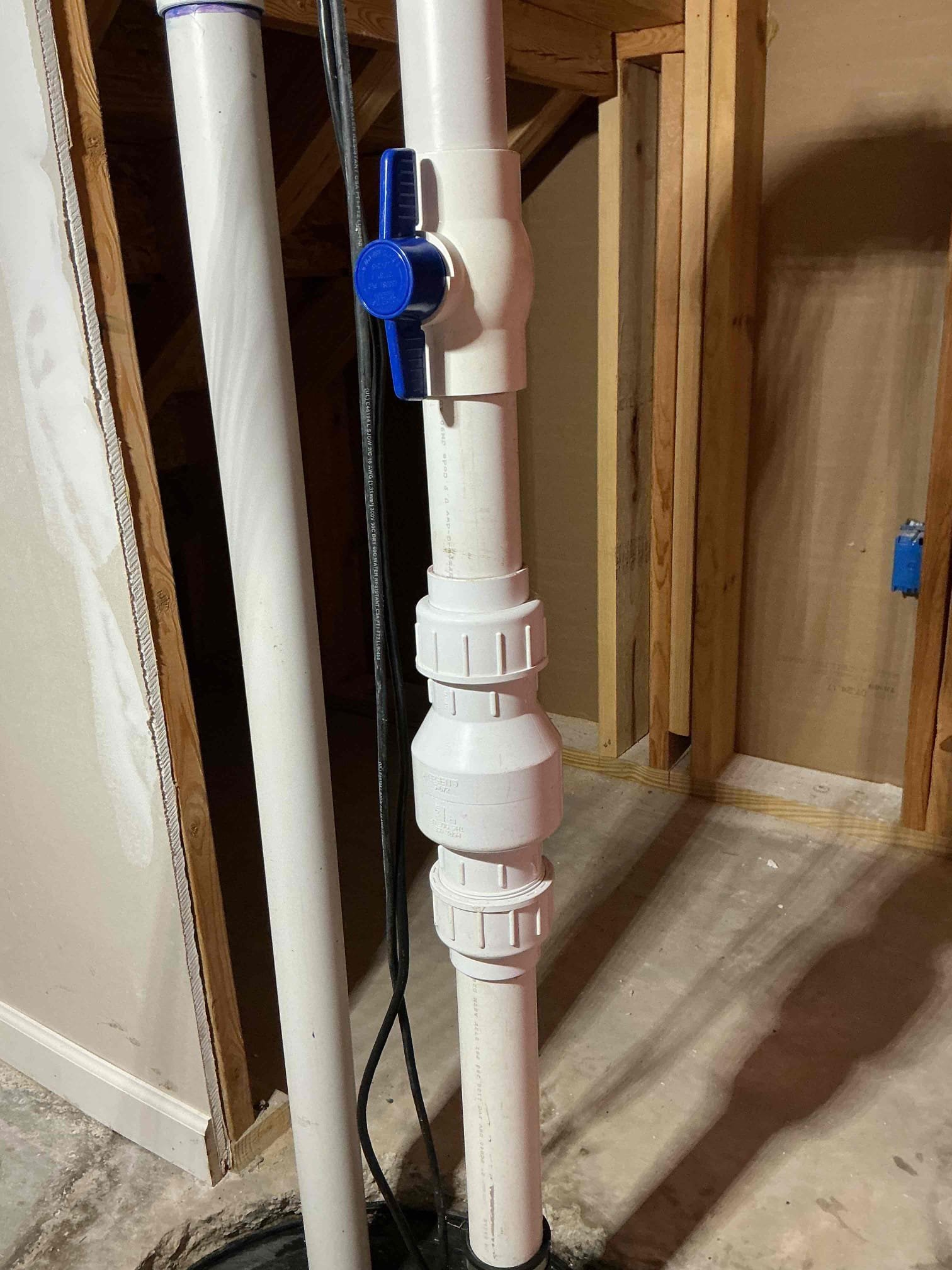 Upon arrival, customer stated sewage ejection pump was not working. After further review determined so ejection pump was pumping check valve was stuck closed. Gave options for repair/replacement. After approval, cut out ball valve and check valve and installed new 2 inch ball valve and check valve after work was complete. Ran water to check for leaks and proper drainage function.