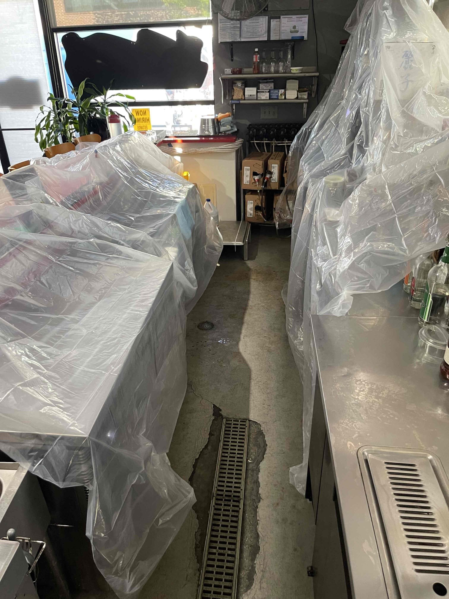 Came out for a back up at the bar sink. Found the floor drains all holding water. Ran camera 50’ down the line and located blockage in the same belly as last time. We went and got the jetter and returned. Jetted 100’ of the drain from the bar sink and flushed it completely clean. There is still standing water in the belly which the business owner is aware of. Ensured all fixtures were properly draining. No further issue at this time. 