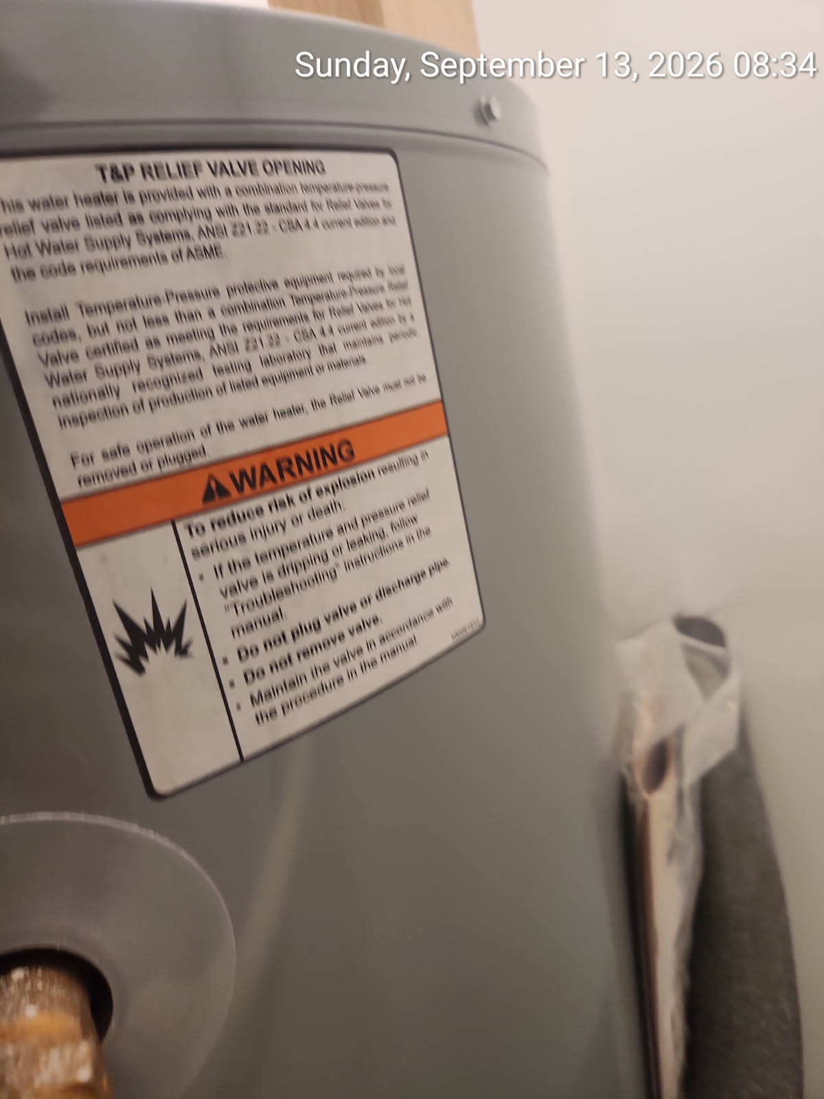 Came out for a smell by the water heater. Came out and assessed the water heater. They only smelled the foul smell randomly when they were walking upstairs past the water heater closet. We found there was a condensate trap in the closet for the t&p drain that had no trap primer. The water had evaporated and is allowing sewer gas to come up out of the pipe. I used a cup and filled the trap back up. Left quote to install trap primer inside the closet to keep the p trap full. We also found customer has the recalled colored uponor piping that is prone to pinhole leaks. House is only 6 years old and this recalled material is prone to pinholes and system failure around the 10 year mark. Left quote to install a whole home flood prevention system. Static pressure on the home is 40 and dropping to 10-15 psi when 1 toilet is flushed. Left quote for new PRV as well. 