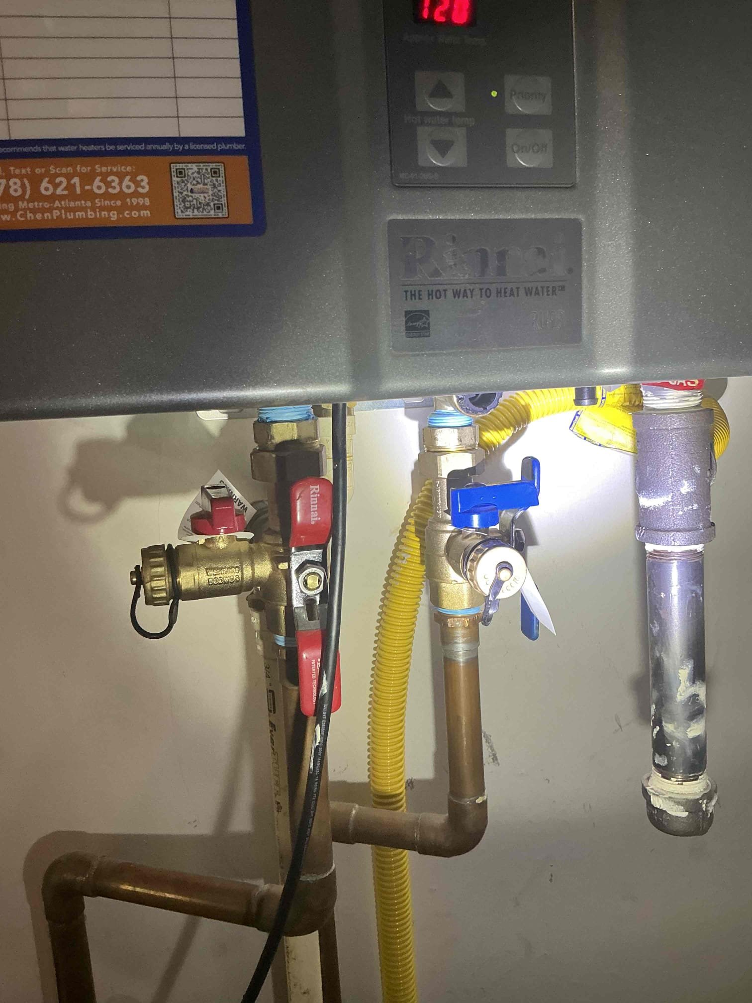 Customer stated leak in dishwasher. Went ahead and followed the dishwasher line to the angle stop valve and did not see any leaks on the line. Recommended customer to get in touch with appliance technician. Also went ahead and recommended a flush on the tankless water heater. Completed the flush and is in good working condition. 
