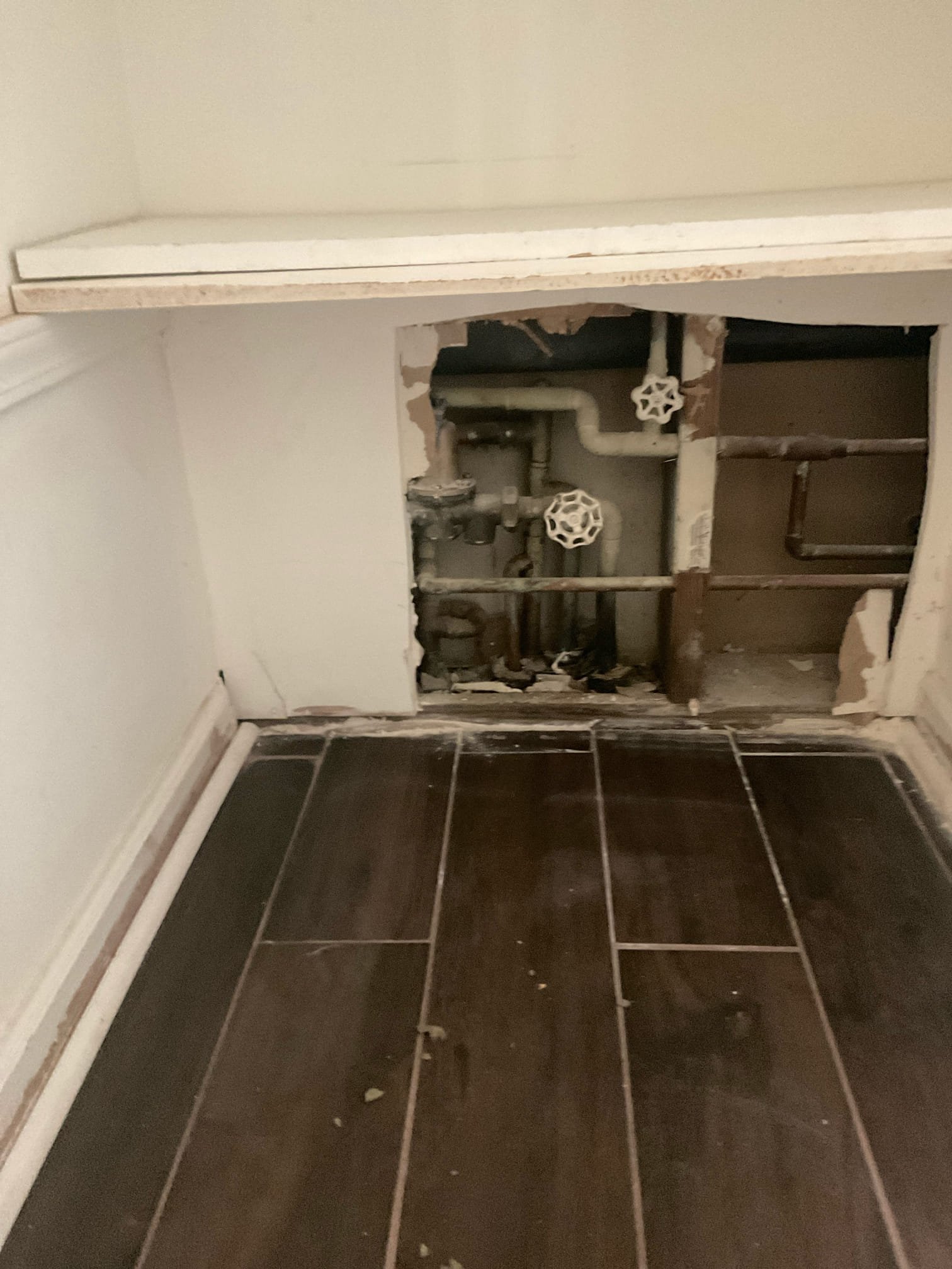 Customer stated that there was a wet spot in garage closet. Took a look and determine that what spot is most likely not plumbing related. Also tested water pressure to home and found that water pressure was at 100 psi and also customer wanted rear hose bib replaced. Stated to customer that we recommend replacing PRV and replacing hose bib and customer agreed. Went ahead and shut water off to home and removed existing PRV and main house shut off valve. Furnish and installed new PRV and shut off valve. In master bath, cut into cabinet to attempt to access hose bib and given how house was built wasn’t able to access hose bib line. Recommended customer to install a shut off on hose bib and customer will do that. Turned water back on and tested for leaks, and no leaks were present at this time. Set water pressure to 65 psi and cleaned up work area. One year warranty.