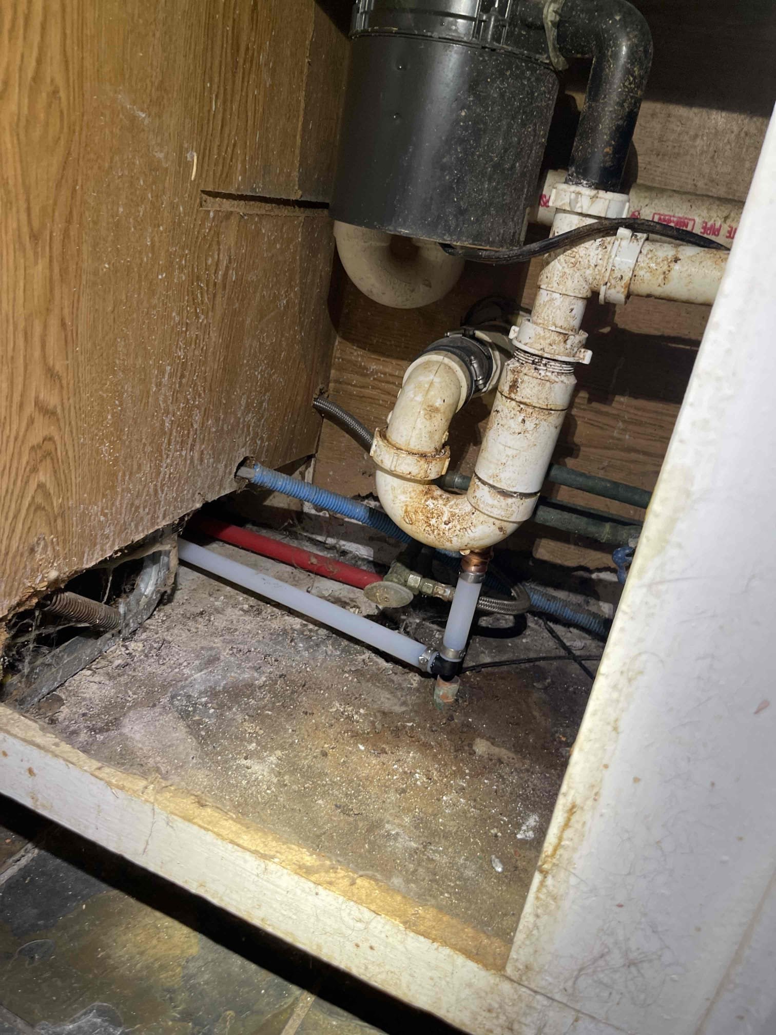 Came out for leak underground, and high water bill. Upon arrival meter was spinning with no fixture running inside. After utilizing whole home shut off the meter was longer spinning indicating the leak was inside the home and not on the service line. Home owner had previous leak on hot water supply lines and had all hot water polybutylene lines repiped inside home previously. We attempted to isolate the remaining two cold lines diving under the slab by installing isolation valves and discovered that *both* lines had a leak on them. After notifying the home owner of this discovery we presented options and he elected to have pipes relocated above ground. Home owner has plans to remodel home in the future and given that the hot water piping was already ran exposed we elected to follow the same pathing. Connected new pipes and tested all fixtures to ensure that they had water and no leaks. Meter was no longer spinning. No further issue at this time. 