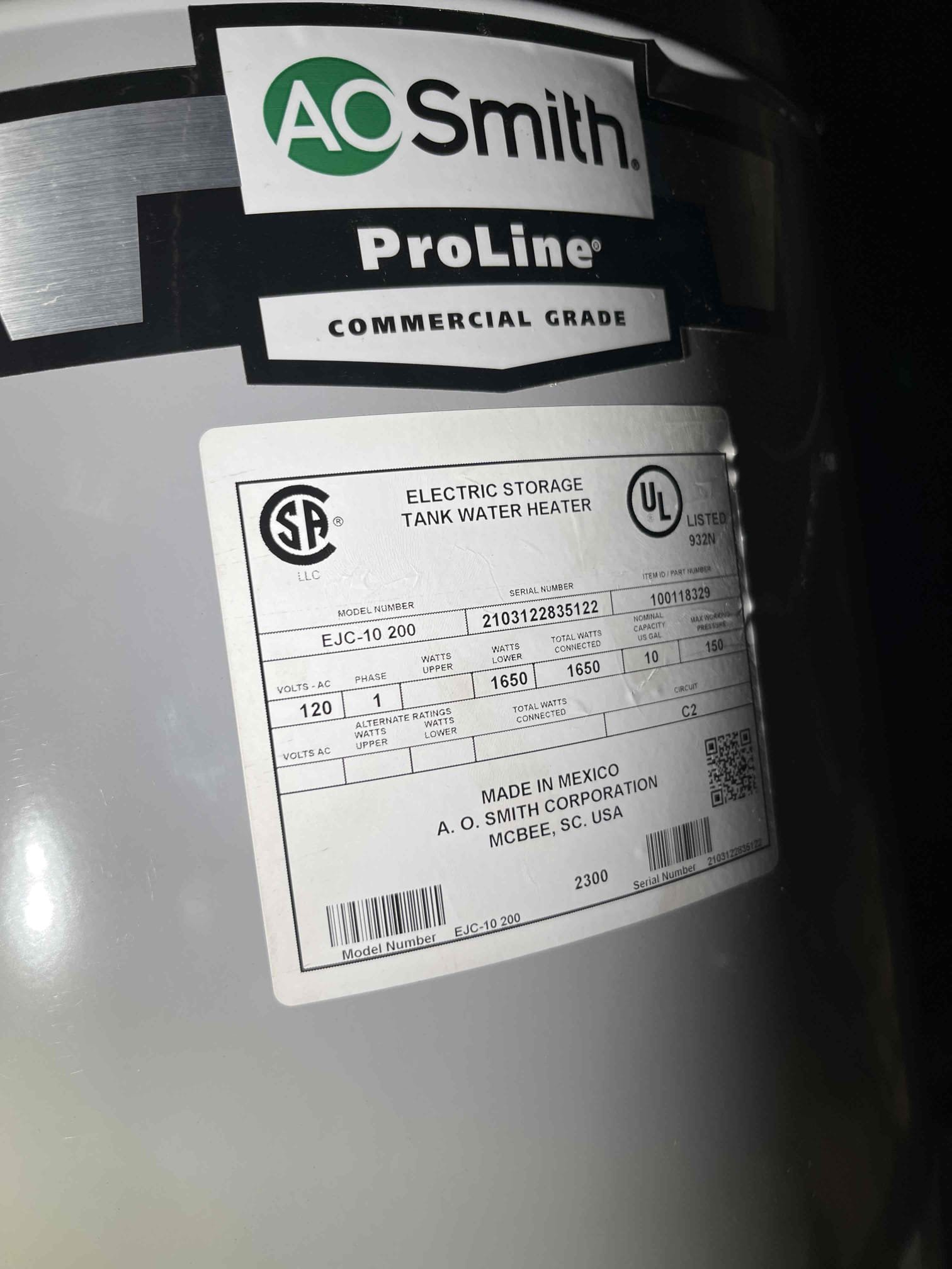 Came out for an electric water heater in the ceiling not working. We tested the power supply and element. Found that someone had installed a 120v tank on a 240v line, which caused the element to burn out. We received approval to order replacement parts. Parts are 7-10 business days out to get them from the manufacturer. We will return once parts arrive. 