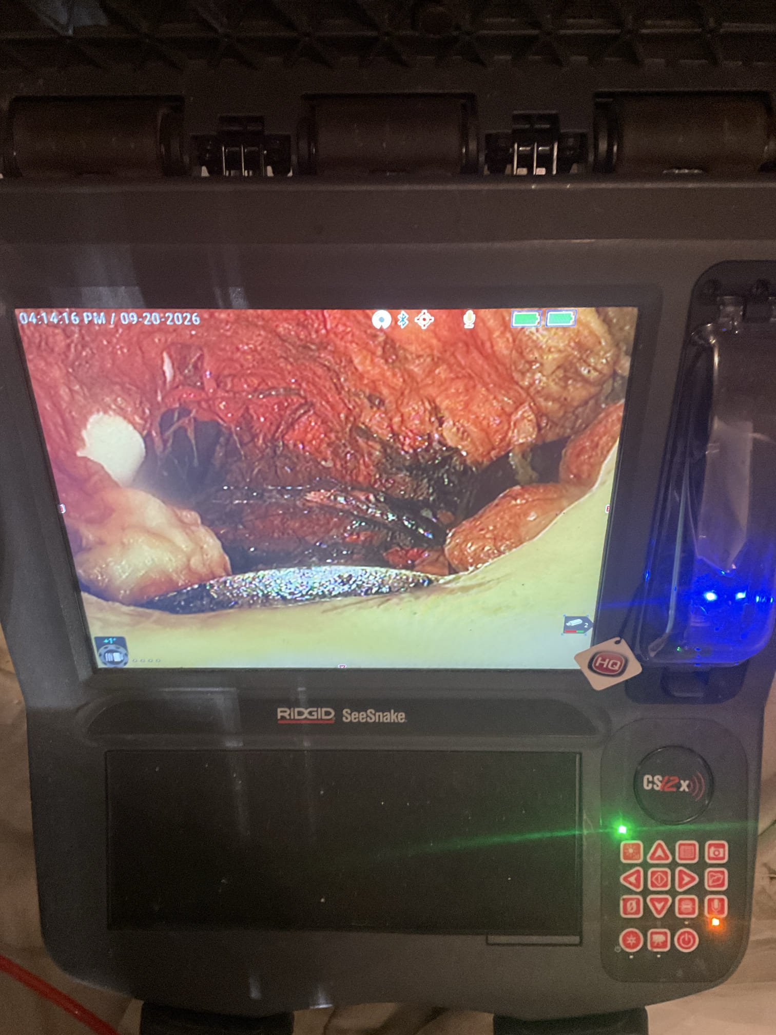 Snake main line , camera and located roots problem outside 
