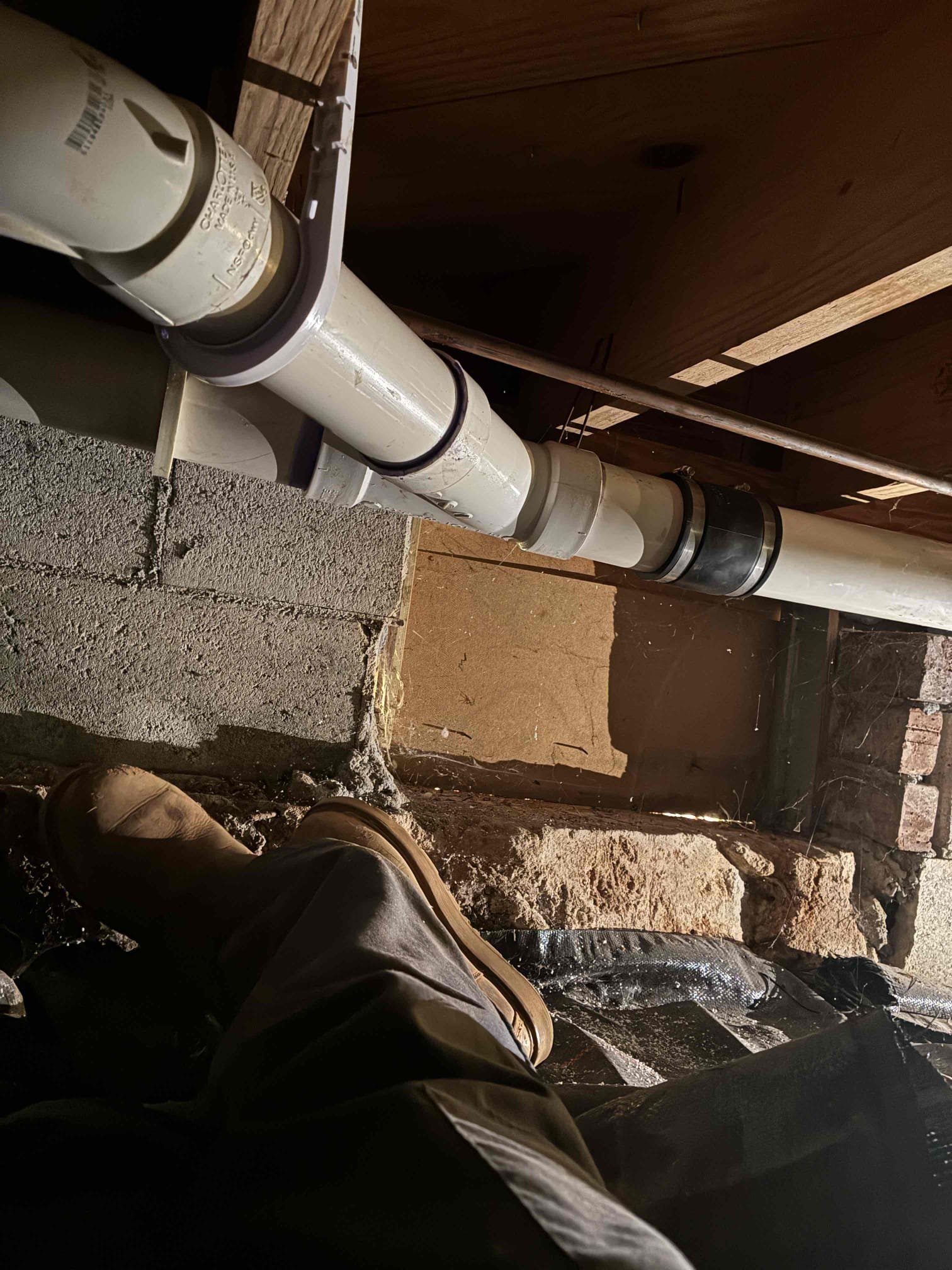 Ran new drain line for new toilet location. Ran new water line for new toilet. Tested and left in good working order.