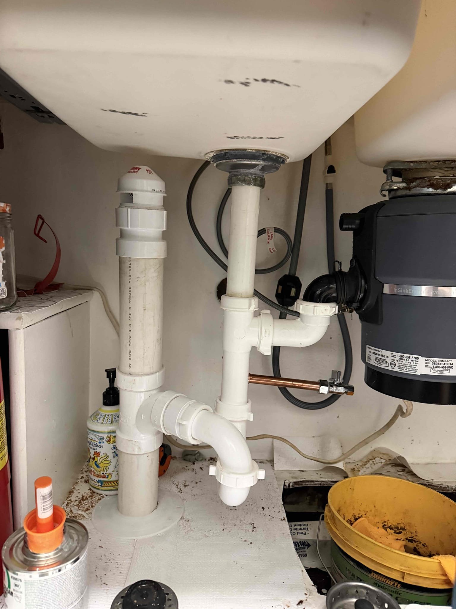 Customer stated that they want a new dishwasher installed but installer couldn’t install it because current dishwasher is not up to code. Give customer quote to bring dishwasher drain and water line up to code and customer agreed. And crawlspace, cut out section of kitchen drain line and dishwasher drain line and installed new PVC piping. Underneath kitchen sink, reworked drain and installed AAV. Also installed two new service stops under kitchen sink on hot side. Tested all work and no leaks were present at this time in kitchen sink was draining as it should. Cleaned up work area.

Chen membership is $19.95 a month