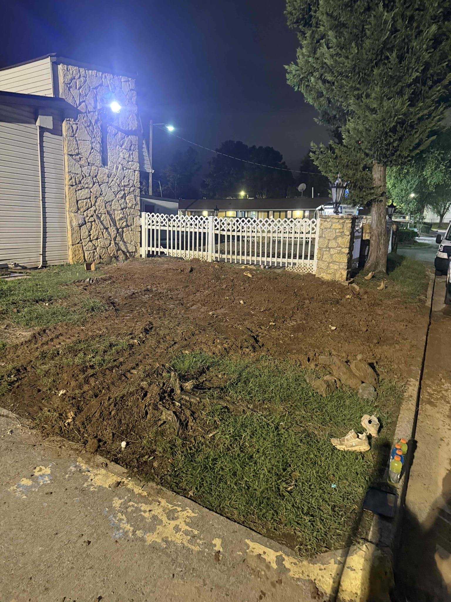 Water leak upon arrival, customer stated they dug it up but they think it has multiple leaks. Informed customer we could do an exploratory dig with the mini ex to locate the line. Gave customer estimate, customer approved estimate. After digging up the line found 2 inch water main going down to 1.25 inch. Informed customer we could cut that section of pipe out and replace it. Gave customer estimate, customer approved estimate. Replaced broken section of pipe and allowed glue to set up for 2 hours, turned water back on to check for leaks and found no leaks. Backfilled dirt, no leaks upon departure. No warranty on spot pvc spot repair 
Repair water service 