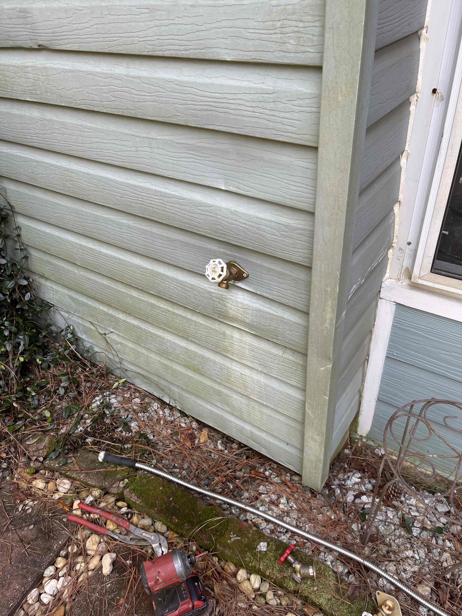 Came out for the hose bibs. Front and back hose bib had constant drips occurring. Isolation valve inside the water heater closet would not hold back water. Attempted to do a repair on the hose bibs but could not find a compatible size for repairs. Homeowner elected to have them both replaced, and the isolation valve replaced to the back hose bibs. Removed both hose bibs and replaced with threaded hose bibs. Due to the proximity of the manifold on the piping for the isolation valve, elected to just cut the pipe and add a new valve in. Tested all repairs to ensure proper function and a leak free installation. 