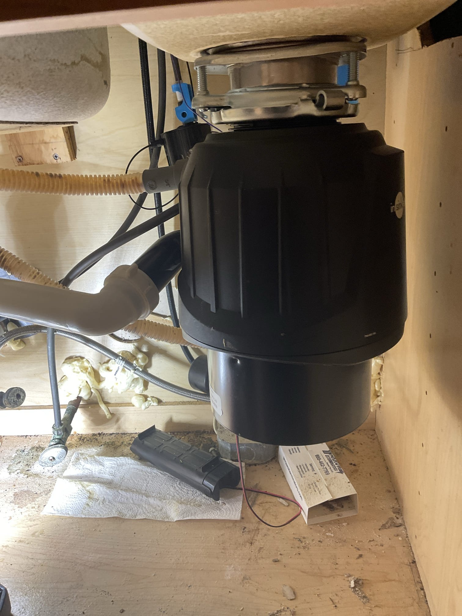 Replaced a old broken disposal , supply and installed a new 3/4 hp insinkerator disposal 