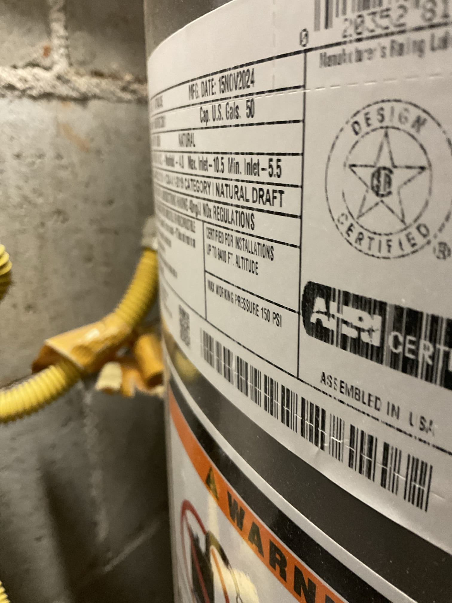 Quoted Prv and gas line for dryer installation 