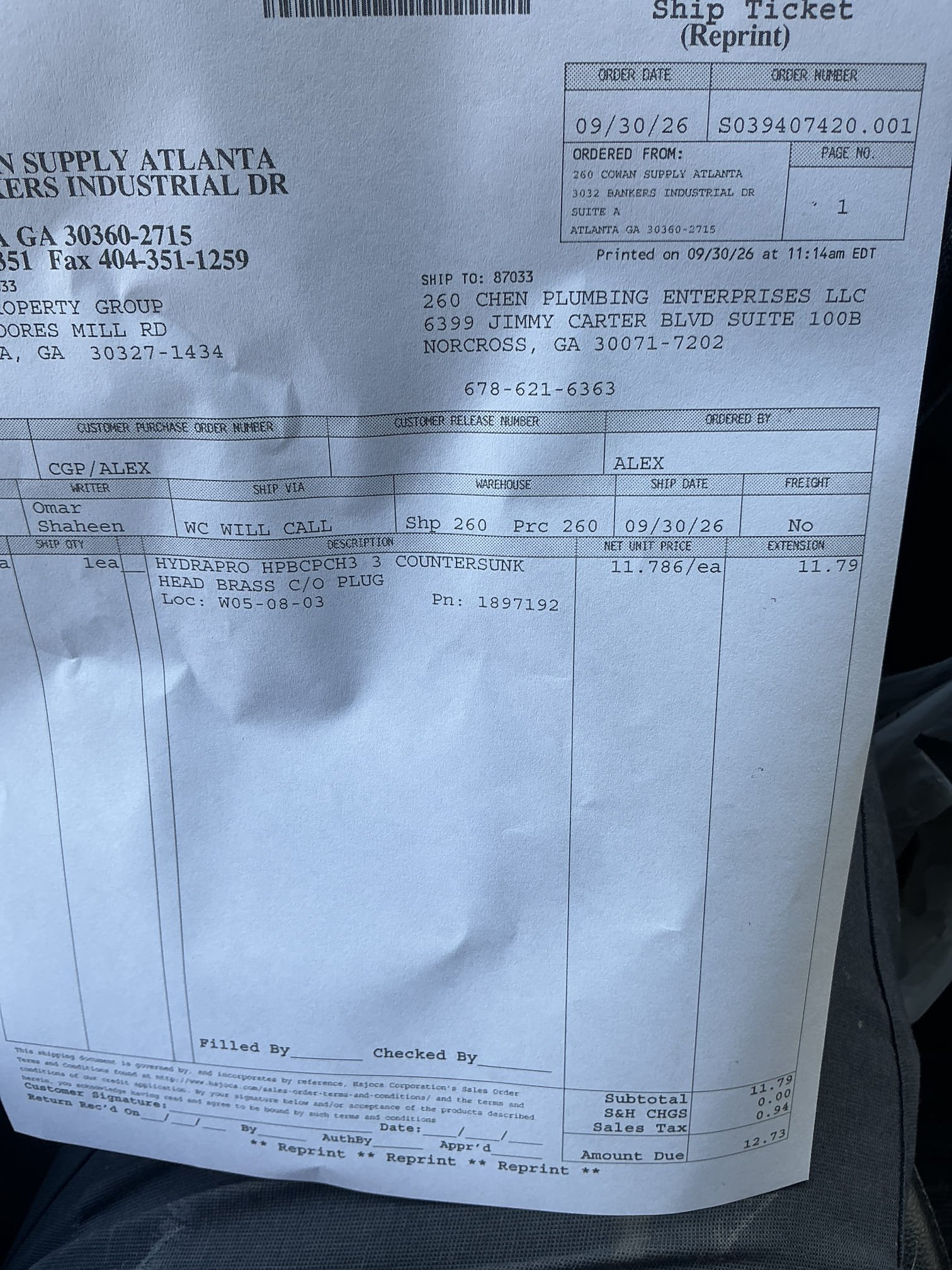 Diagnosed smell in warehouse, upon arrival did not smell any sewer smell. Also found issue to be open drain in warehouse. Clean out cap had been broken off and never replaced causing smell. Installed new brass cleanout cap flush with floor. Customer informed me that all bathrooms and drains are working properly in building and no backups. 
