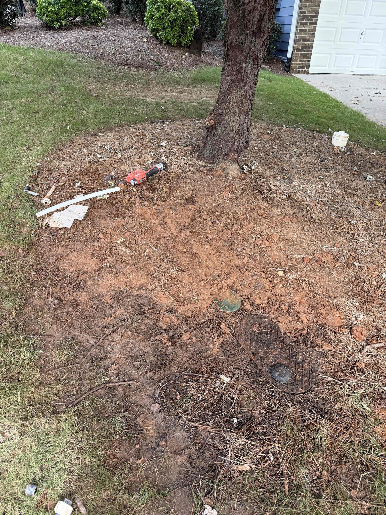 Upon arrival, customer states he is experiencing a water leak near meter. After inspection, informed customer we will need to dig to locate leak. Customer approved. Dug out water service, found pin hole and 1 inch pex line. Provided customer estimate to repair leaking water service. Customer approved estimate. Removed forged fitting and installed pex female and tied on back to existing pex water service. No leaks at departure.