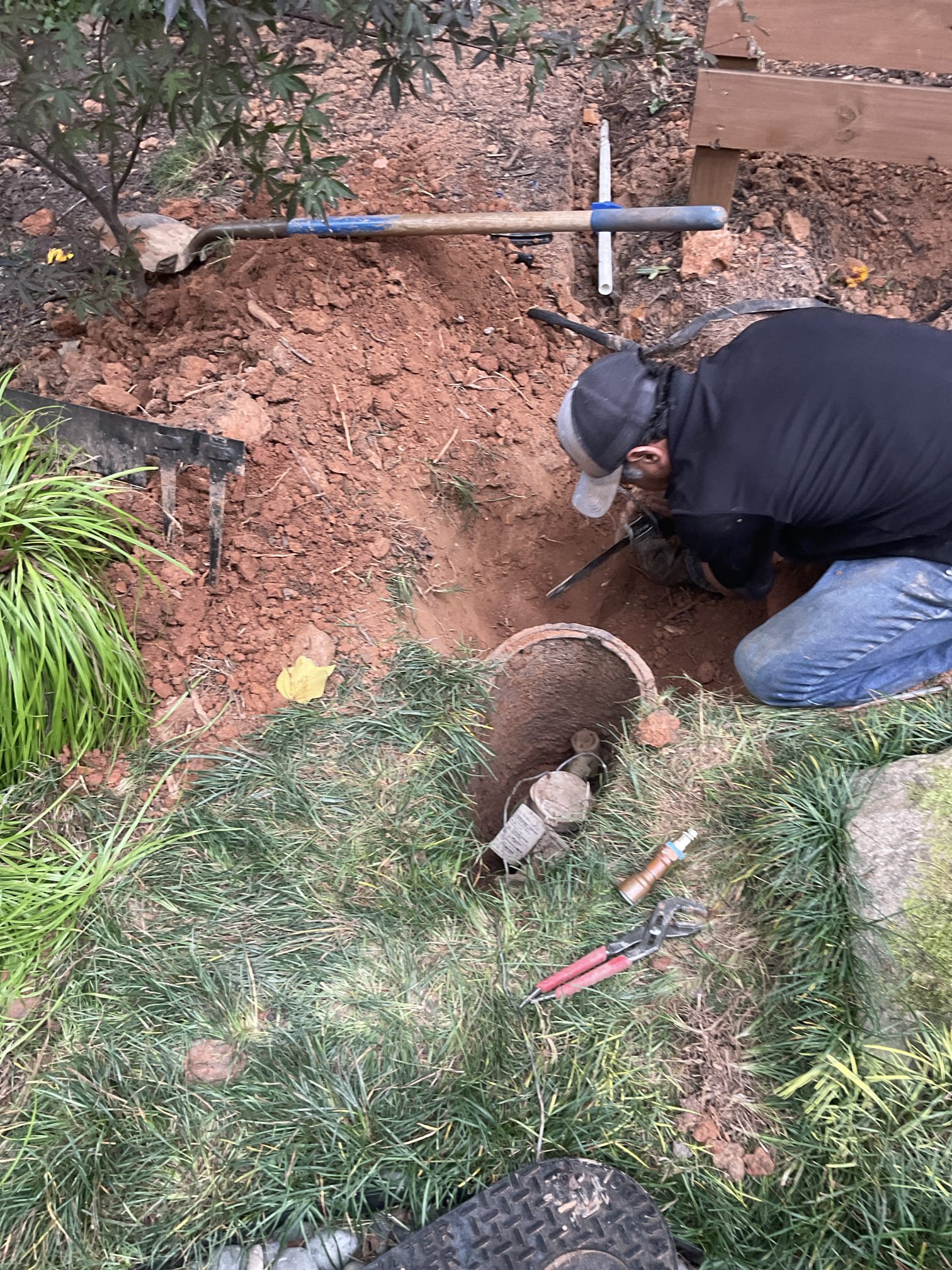 Fixed kinked copper pipe next to water meter , installed shut off valve for irrigation system 