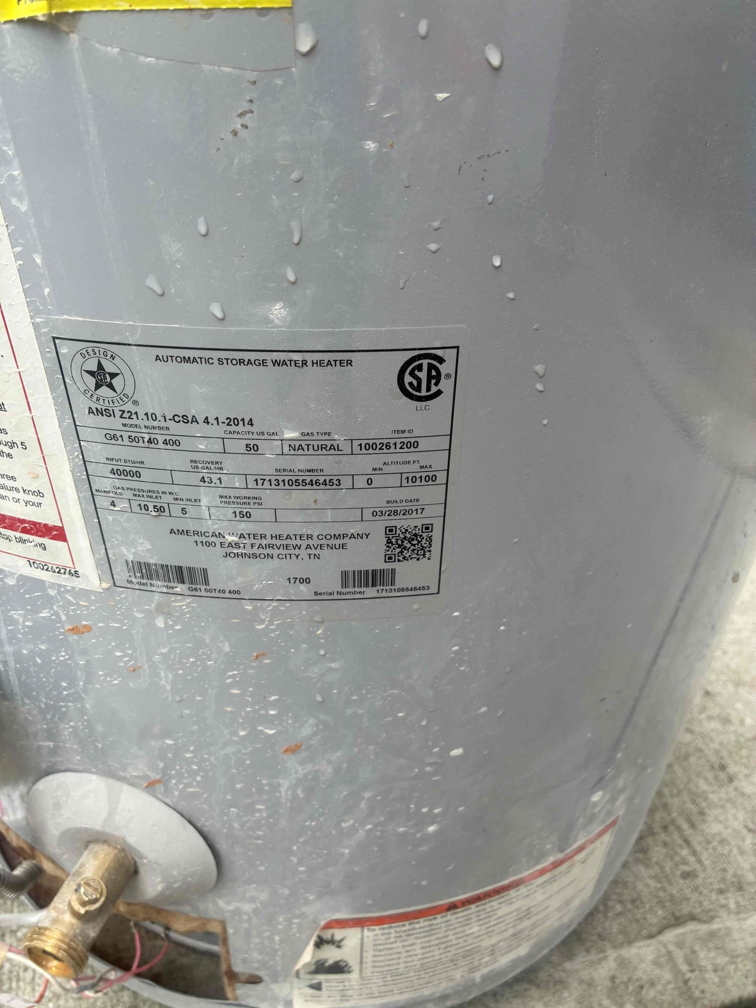Upon arrival, customer stated leaking PRV and leaking thermal expansion tank. Checked pressure and found pressure to be right at 75 psi. Also water heaters age 9 to 10 years old. Gave customer options for repairs/replacements. After approval replaced water heater with rheem 50 gallon gas water heater also included new ball valve thermal expansion tank with bracket and pan. Lastly, replaced PRV. After work was complete check for leaks and proper function re-insulated piping and added valve tags for identification.