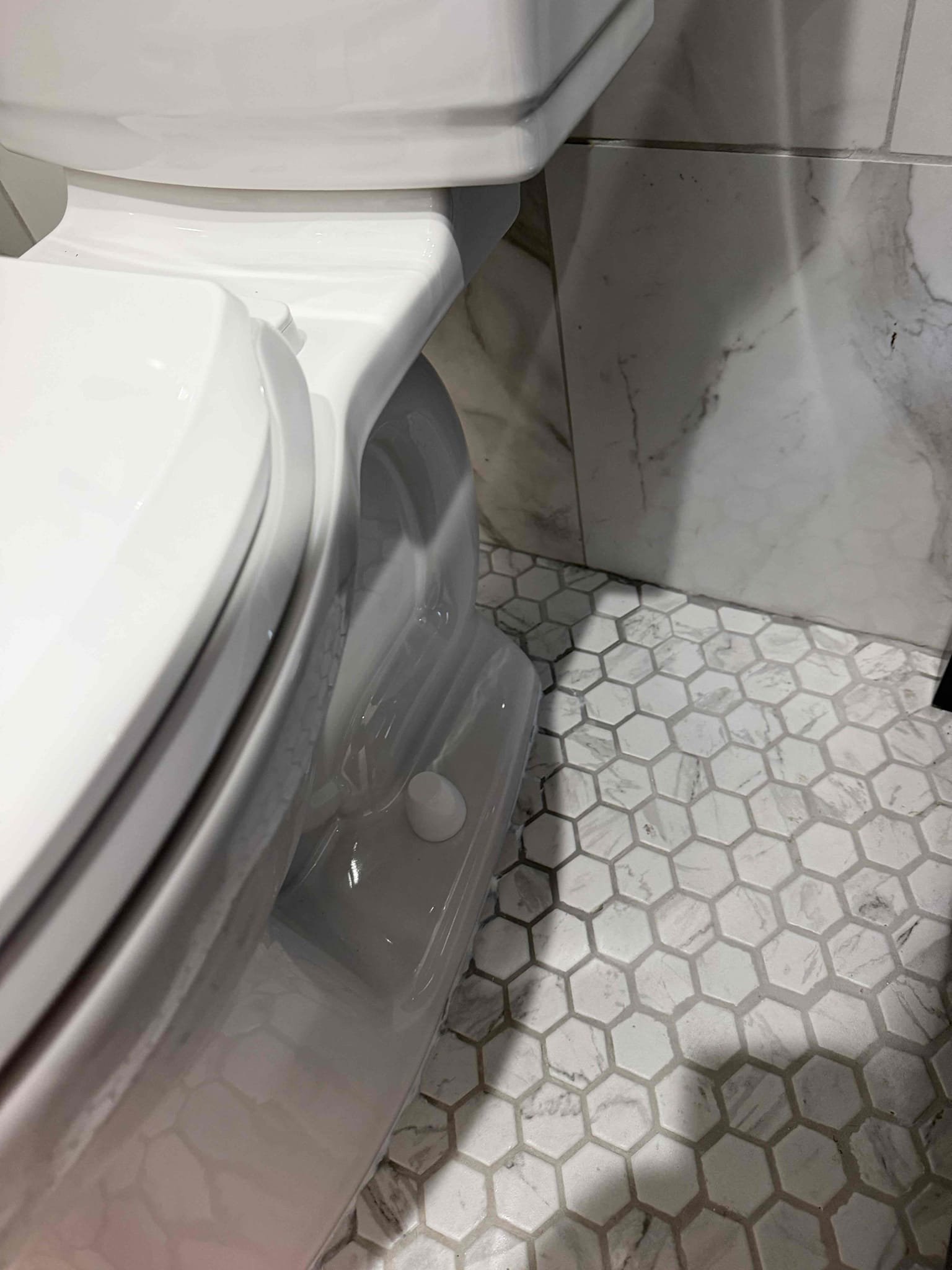 Customer stated that toilet that we pulled and reset it was leaking. Found that toilet had a crack on front of the tank, but when we left yesterday, there was no crack. Gave customer option to replace toilet at a discounted price. Customer agreed. Went ahead and removed existing toilet and hauled away and furnished and installed new toilet. Tested and no leaks were present at this time caulked around base of toilet and cleaned up work area.
