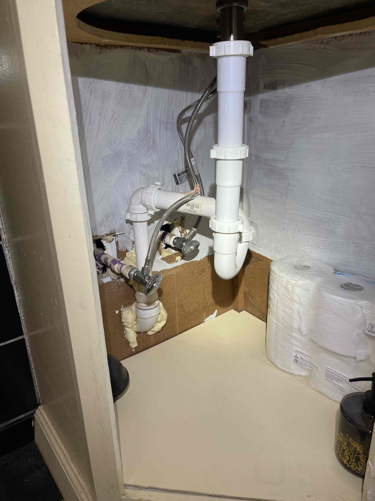 Came out to do an assessment on the homes plumbing system. Customer showed us some various issues he noticed inside the home. Main concern is the fact that the plumbing has already backed up on him twice inside the home and frequently gurgles when he is using the shower. Home has a crawlspace we made access to, but gets so narrow approx. 8’ away from the kitchen sink, which is the first fixture you get to when in the crawlspace, that it is not possible to do anything currently from the crawlspace side without significant excavation inside the crawlspace. Recommended we go the route of him having a contractor pull up the floor and subfloor so we can correct the piping from above, but he just spent a lot of money having all new flooring installed. Gave quote for us to pull the toilet and run the camera down the drain line to further assess what is occurring, but he elected not to move forward at this time as any issues occurring under the home cannot be corrected anyway as the house curr