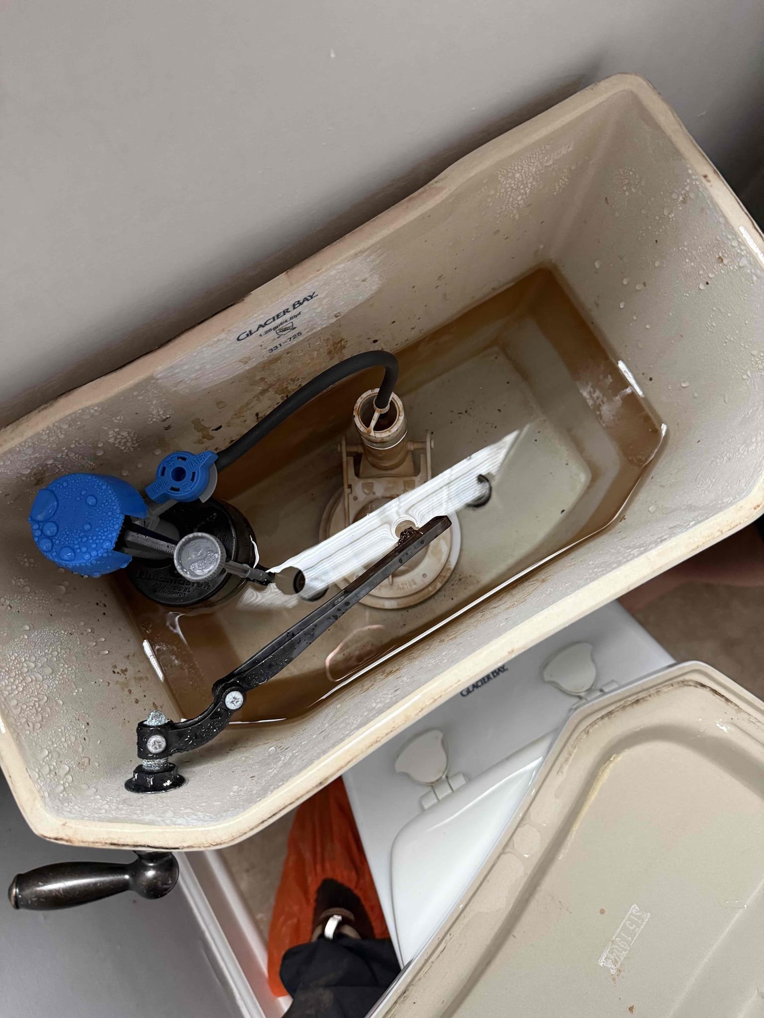 Returned due to toilet leaking still. Customer stated the water level in the bowl was dropping when the toilet was not used. Informed customer this could possibly be caused by a cracked toilet in the trap. Informed customer we could replace the toilet, informed customer since we were out 3 months ago to pull and reset the toilet we would do the upstairs toilets as a courtesy with no warranty. Gave customer estimate, customer approved estimate. Supplied and installed toilet, set with new wax ring, we had to use shims due to the tile being unlevel in the bathroom. Toilet is not leaking when flushed and didn’t notice a drop in water level in the bowl. Informed customer if the issue happens again the last thing we can do is replace the flange. Rebuilt both toilets upstairs as a courtesy. The kids toilet is now working properly. The master toilet, recommend customer replace toilet due to age, the toilet is allowing water to bypass even with a new 3 inch flapper installed. Customer is going 