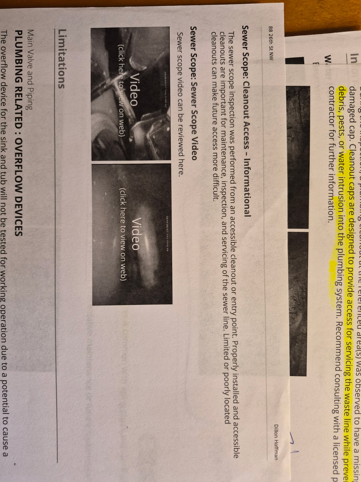 Customer had a blockage last night upon arrival. Customer stated that the basement toilet and sink backed up and over flowed. After running sink and flushing toilet informed customer we could run our camera to see if they were still having a blockage or not. Gave customer estimate, customer approved estimate. Ran camera and found a blockage at 71ft. After looking at the history on the call found customer has had a camera ran before and they found a pipe penetrated through the sewer line by the road. After locating where my camera was in the yard it is around 2 ft off the curb. Left a grey spray painted mark of where the issue is. Customer is going to reach out to the city and see if they will fix the issue. Left customer with estimate for us to dig it up.