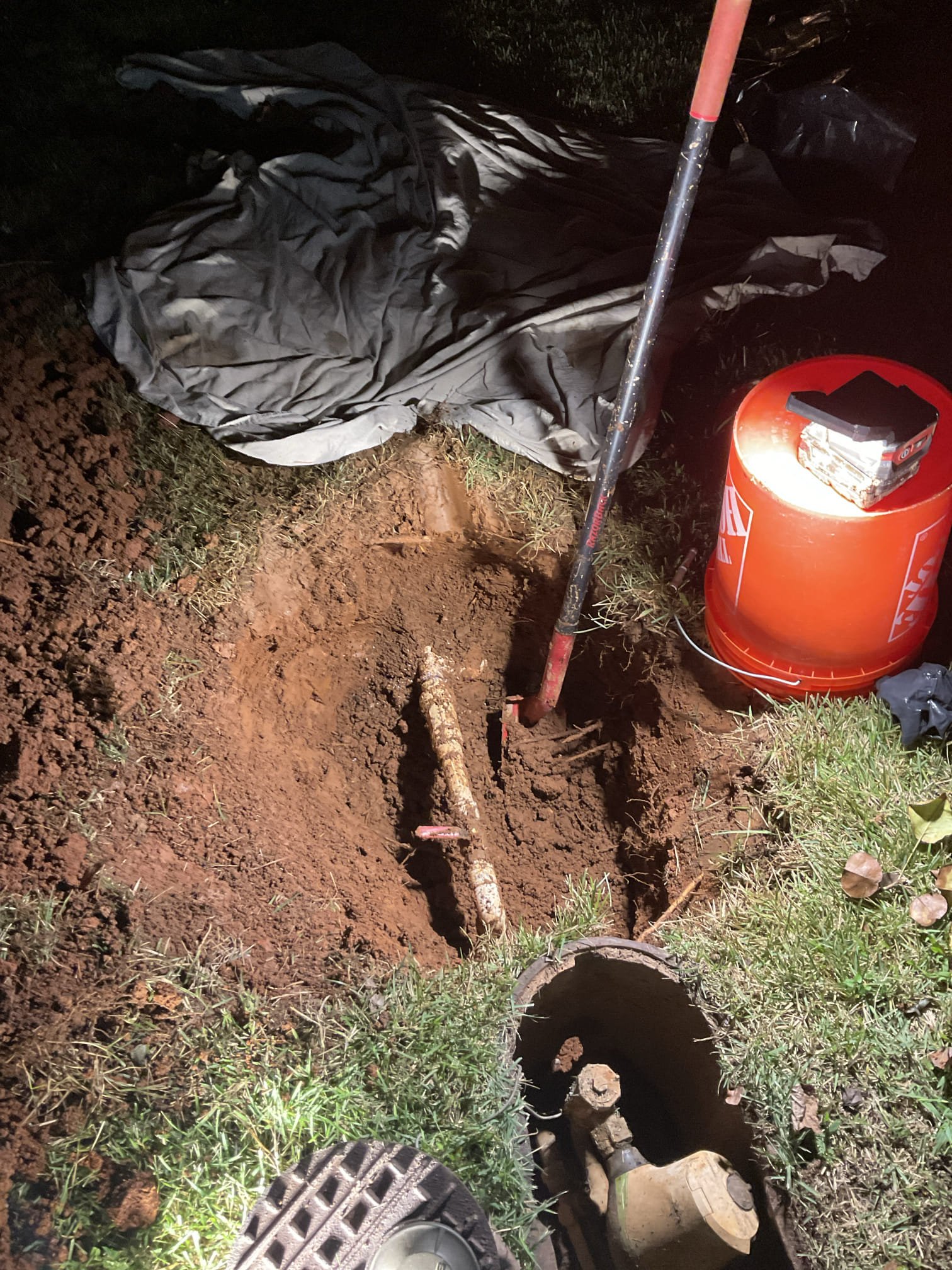 Fixed 1” pvc water service line leak few feet after water meter , per discussion we disconnect irrigation system since customer told us they don’t use it , we replaced cracked pvc pipe with copper pipe and propress fitting all the way to meter , also discussed and signed up membership program with customer, left customer membership program booklet . 