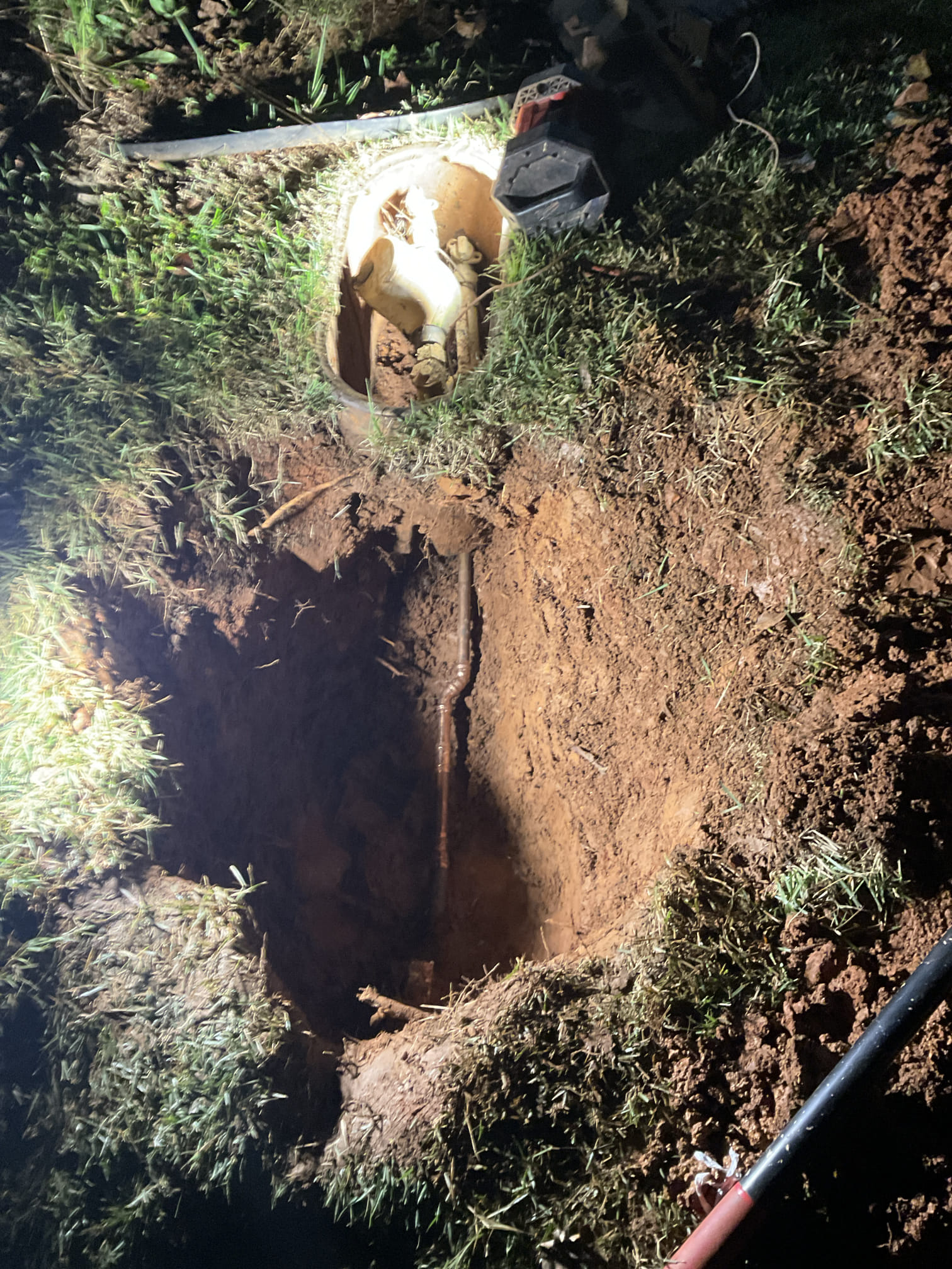 Fixed 1” pvc water service line leak few feet after water meter , per discussion we disconnect irrigation system since customer told us they don’t use it , we replaced cracked pvc pipe with copper pipe and propress fitting all the way to meter , also discussed and signed up membership program with customer, left customer membership program booklet . 