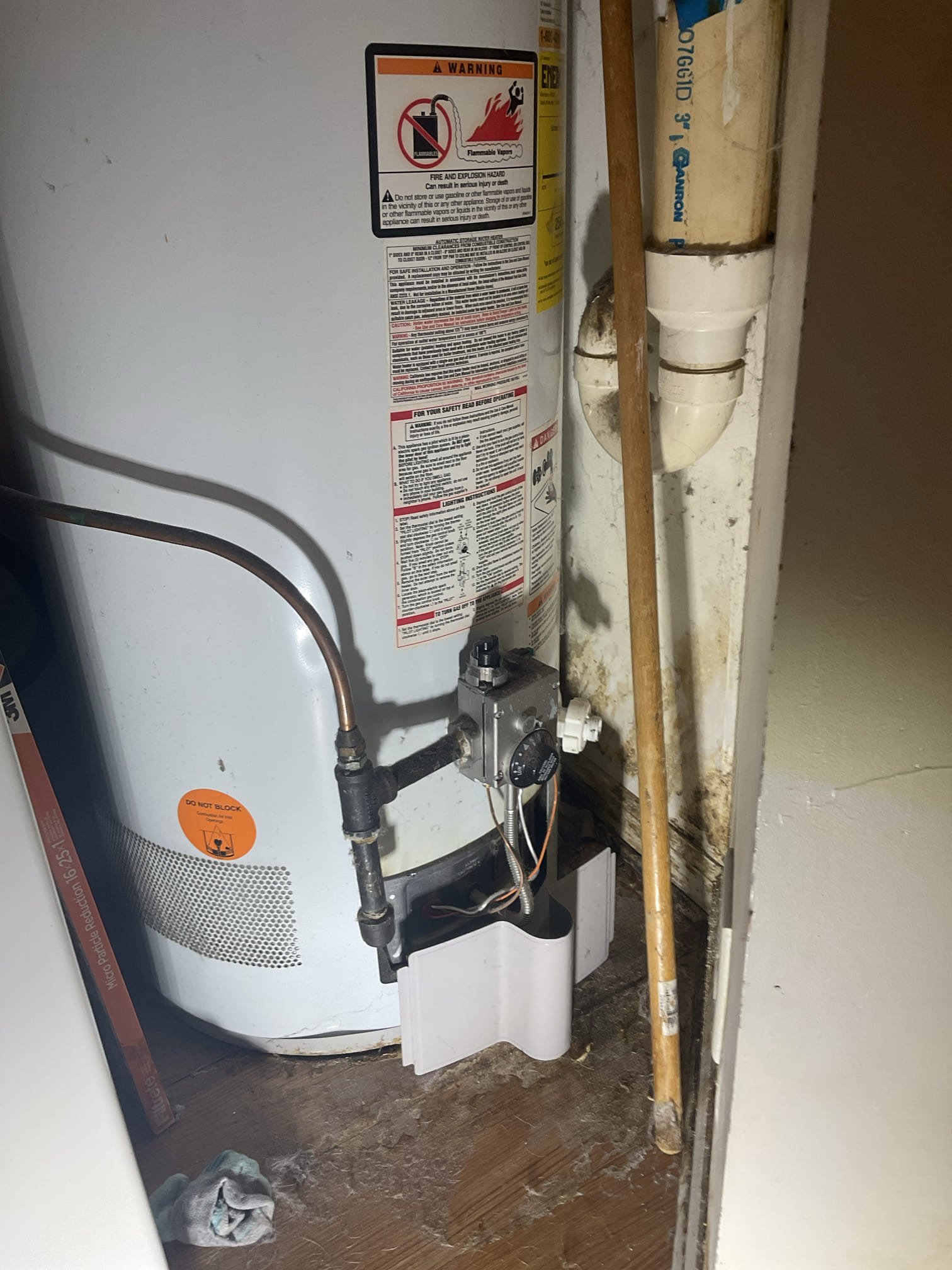Could not determine the leak source , recommend water restoration company 
Also quoted water heater replacement.