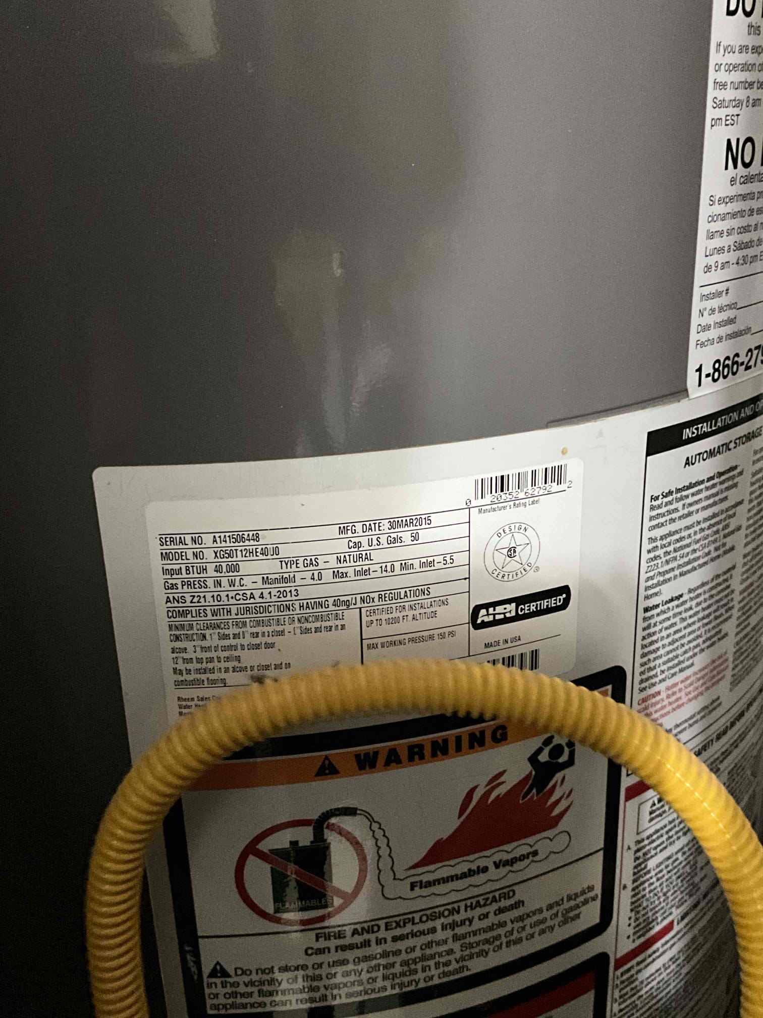 Left quote to rough in drain for free standing tub and relocating p trap. Customer is getting multiple quotes before he decides. Water pressure tested at 110 psi. Expansion tank was bad but I had homeowner run cold water for a minute to relieve any possible thermal expansion to confirm that it was in fact a failed PRV. Left quote to replace. Water heater is from 2015 and gas control valve indicator light is blinking red. Left quote to replace. 