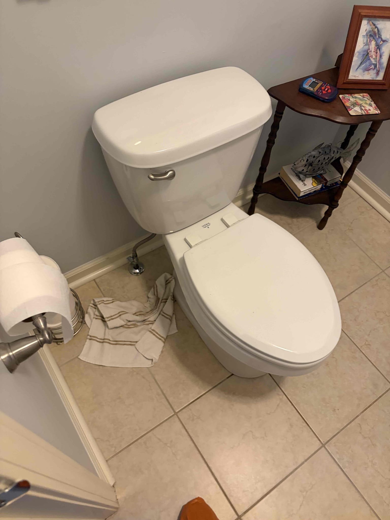 Minor toilet tank rebuild for upstairs bathroom toilet jack & jill
3/4 pressure regulator valve no shut off needed 


Upon arrival, I met with the homeowner regarding an issue with a toilet in the upstairs Jack-and-Jill bathroom. I explained what to expect during today’s visit and let the homeowner know that we would perform a thorough evaluation of the plumbing system to ensure everything was functioning properly.

Toilet Diagnosis and Repair:

The first issue addressed was a dripping toilet fill valve in the upstairs Jack-and-Jill bathroom. After inspecting the toilet, I determined that the fill valve was leaking around the nut area, causing a small drip. I explained two possible solutions to the homeowner: replacing the entire toilet or rebuilding the existing toilet. The homeowner opted to rebuild the toilet.

To complete the repair, I replaced the fill valve, flapper, and toilet supply line to ensure these components were new and functioning properly.

Water Pressure Evaluation an