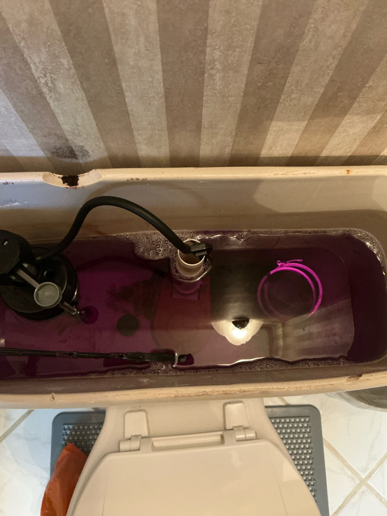 Found disposal on kitchen sink was jammed and could not be freed up. Found upstairs master restroom toilet was not working properly. Replaced disposal on kitchen sink with new disposal. Performed minor rebuild on upstairs master restroom toilet. Tested everything and left in good working order.